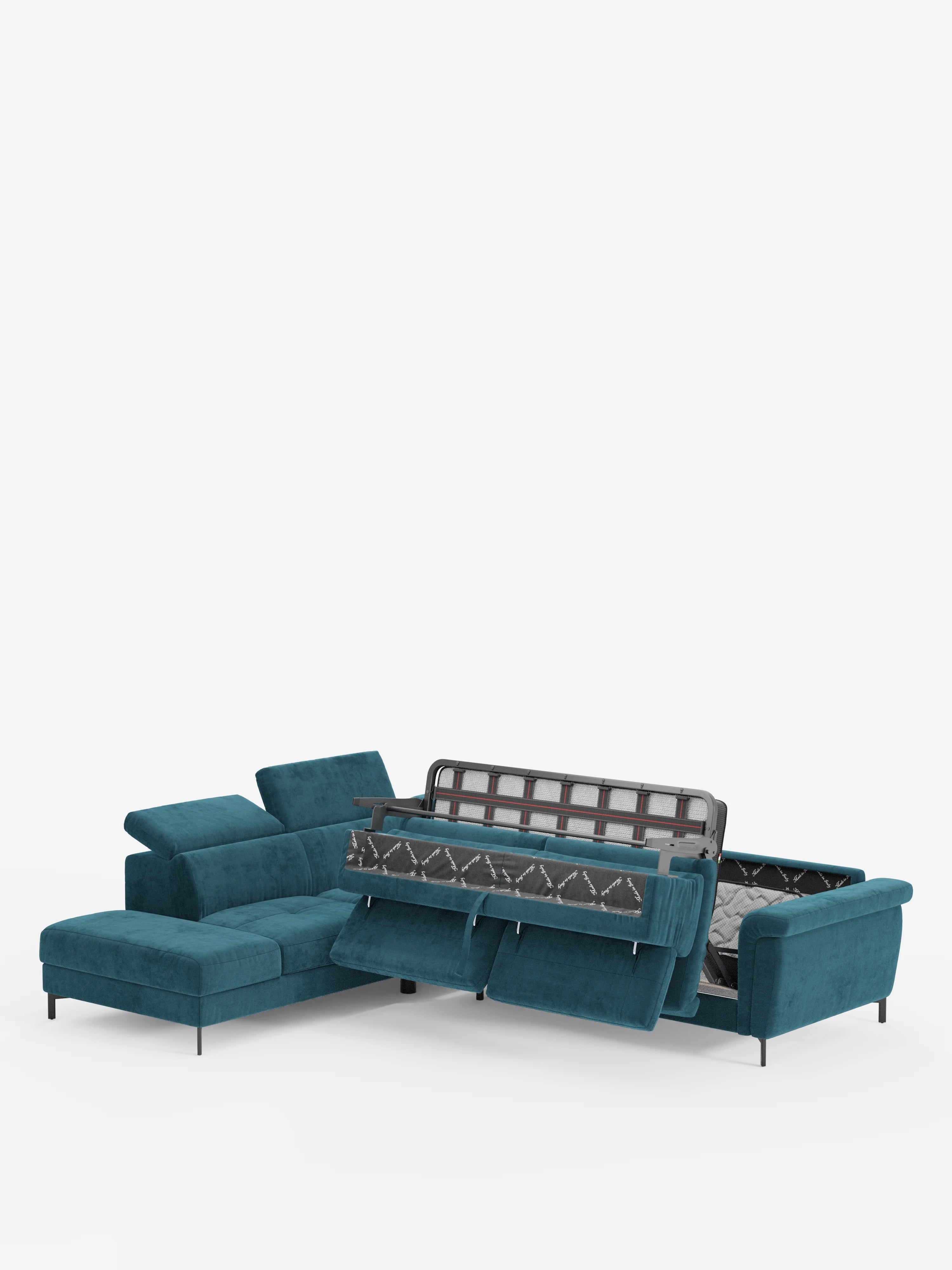 Capri canapé d'angle convertible avec Têtières Réglables et Matelas haute performance en Tissu Effet Velours Détachable T30