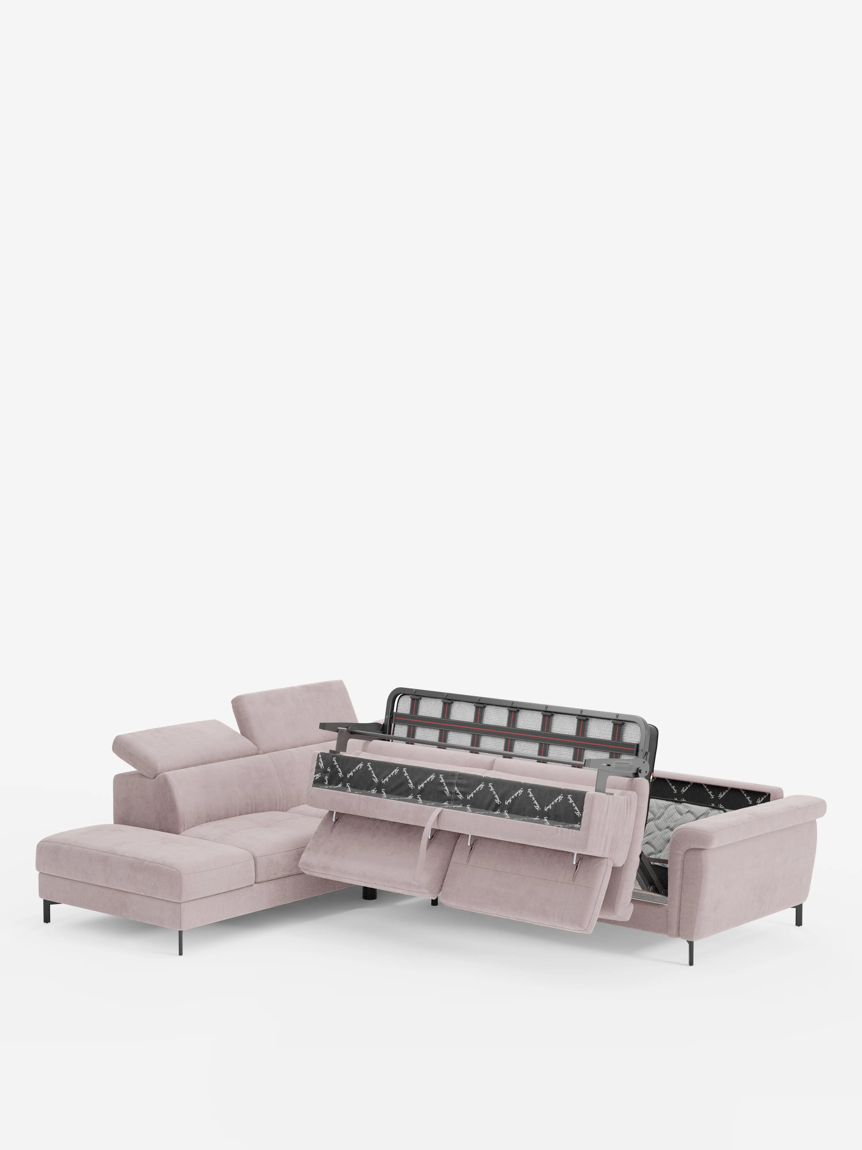 Capri canapé d'angle convertible avec Têtières Réglables et Matelas haute performance en Tissu Effet Velours Détachable T30
