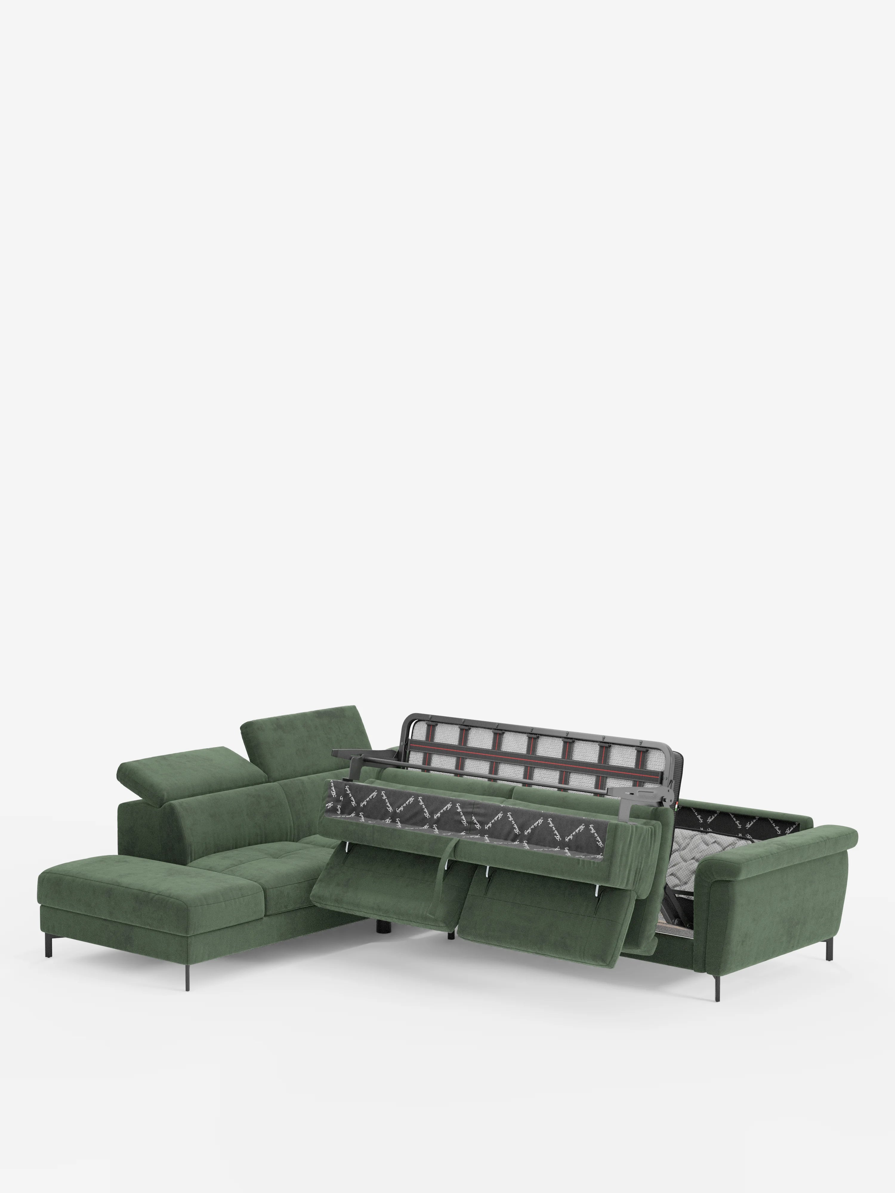 Capri canapé d'angle convertible avec Têtières Réglables et Matelas haute performance en Tissu Effet Velours Détachable T30