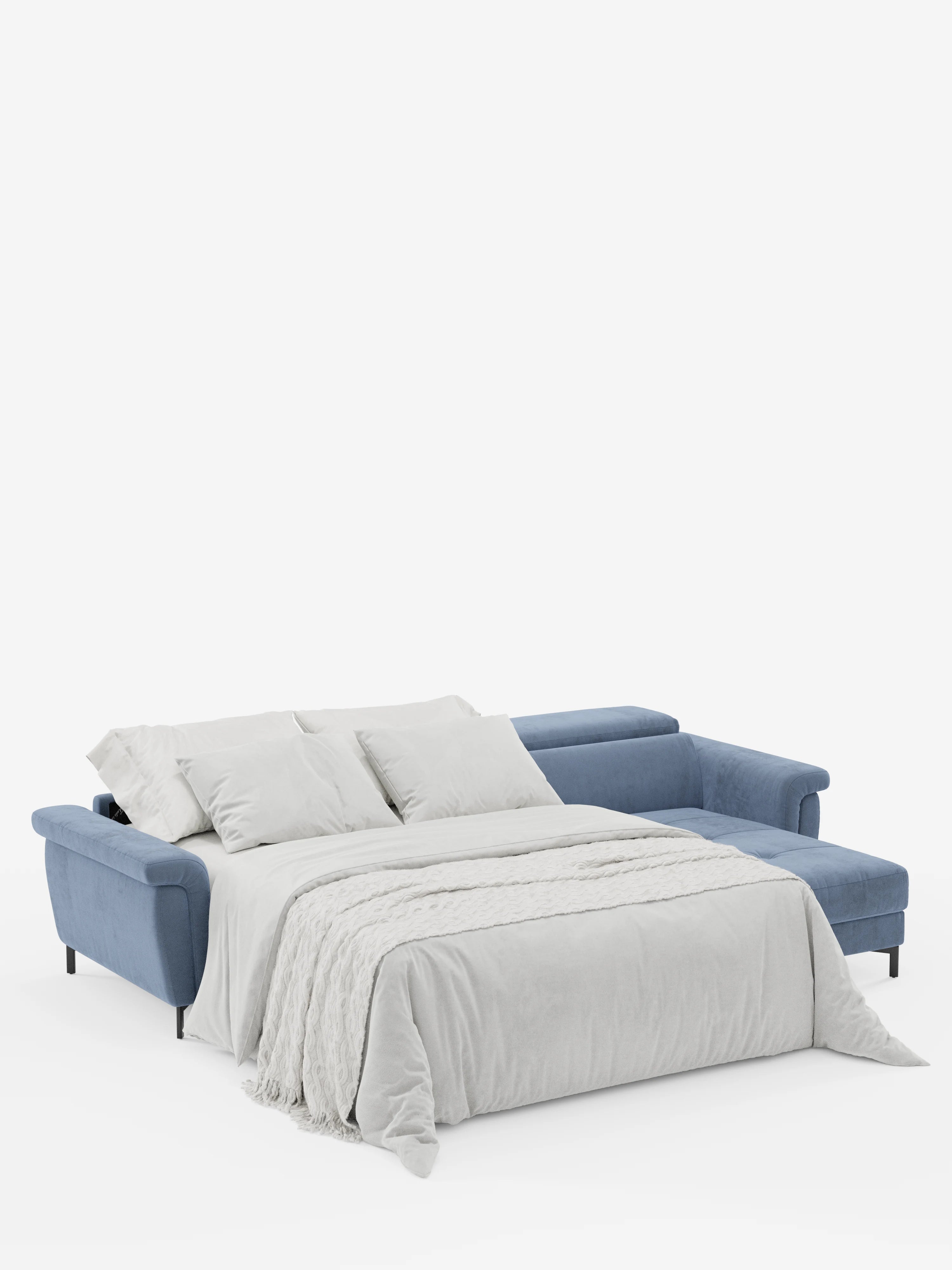 Capri canapé convertible avec méridienne coffre et têtières réglables - Tissu Effet Velours Détachable T30