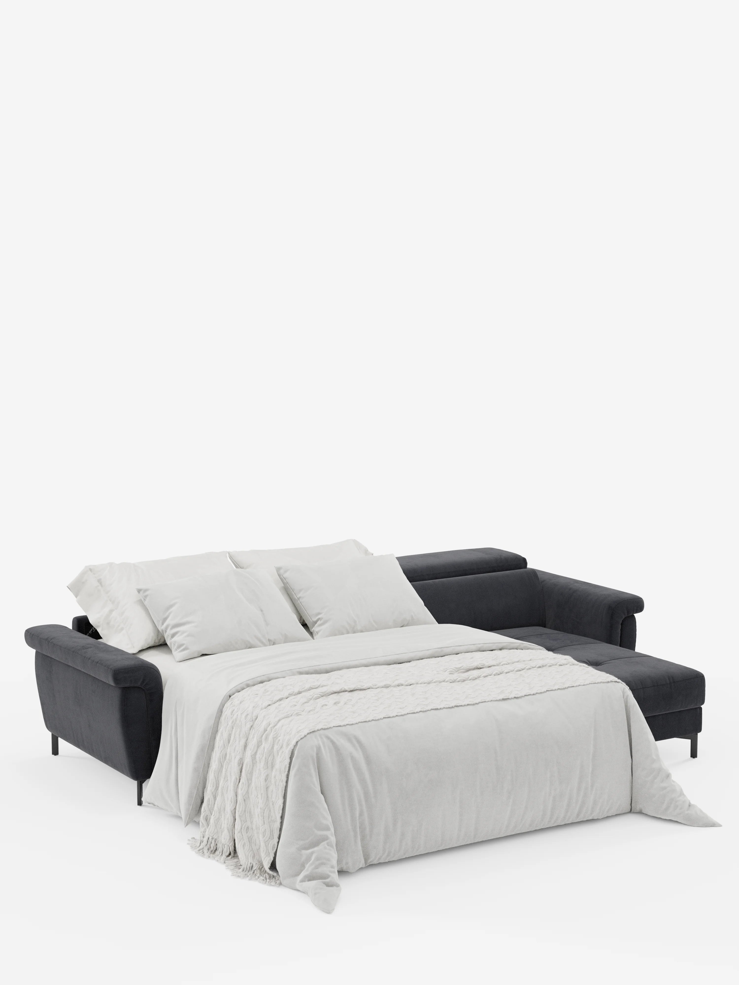 Capri canapé convertible avec méridienne coffre et têtières réglables - Tissu Effet Velours Détachable T30