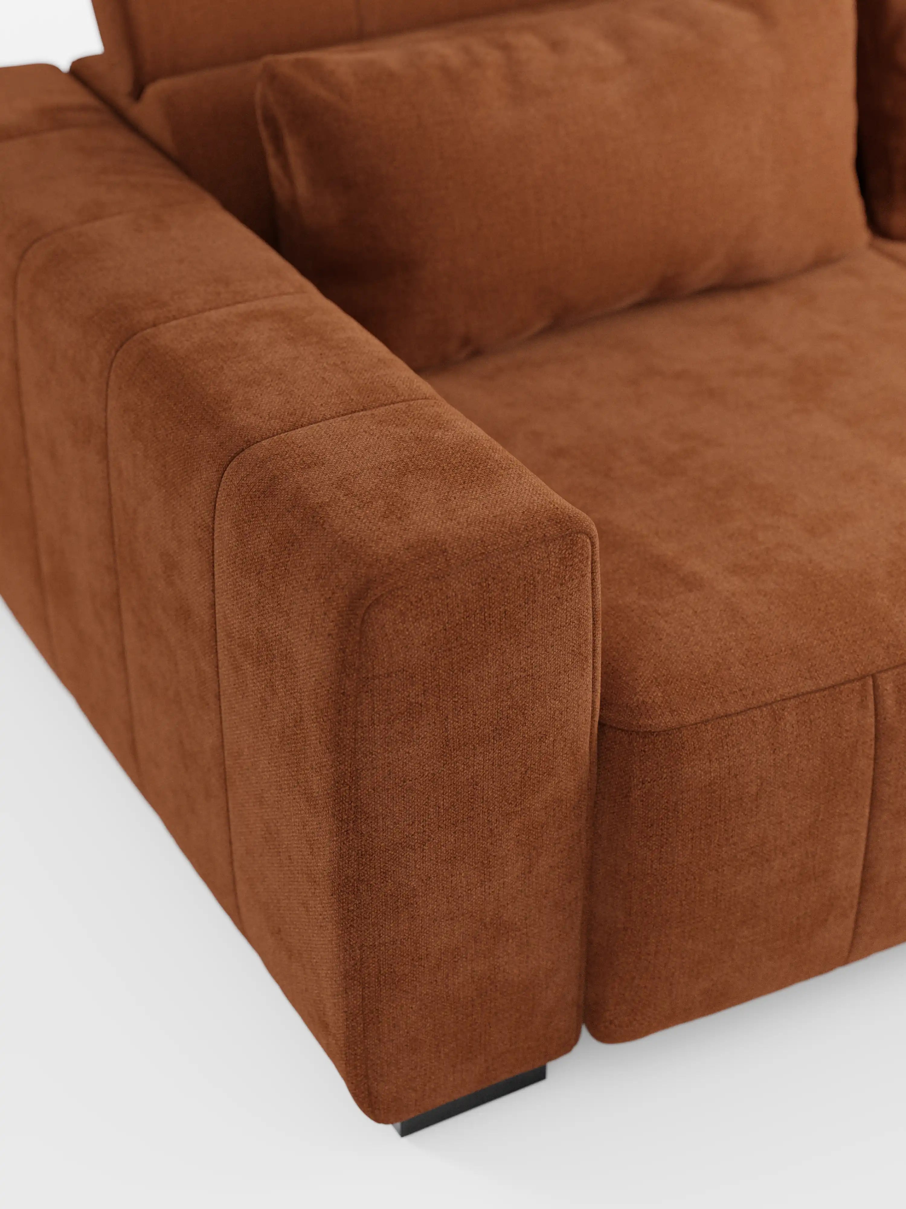 Doric canapé 3 places avec assises extensibles via relax électrique - appuie-tête inclinable en tissu anti-taches T23