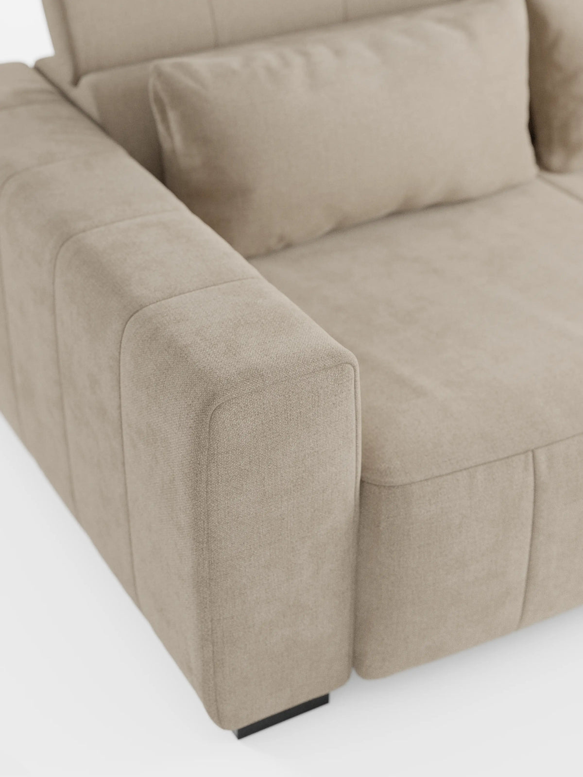 Doric Canapé d’angle avec méridienne et assises extensibles avec relax électrique - appuie-têtes inclinables en tissu anti-taches T23