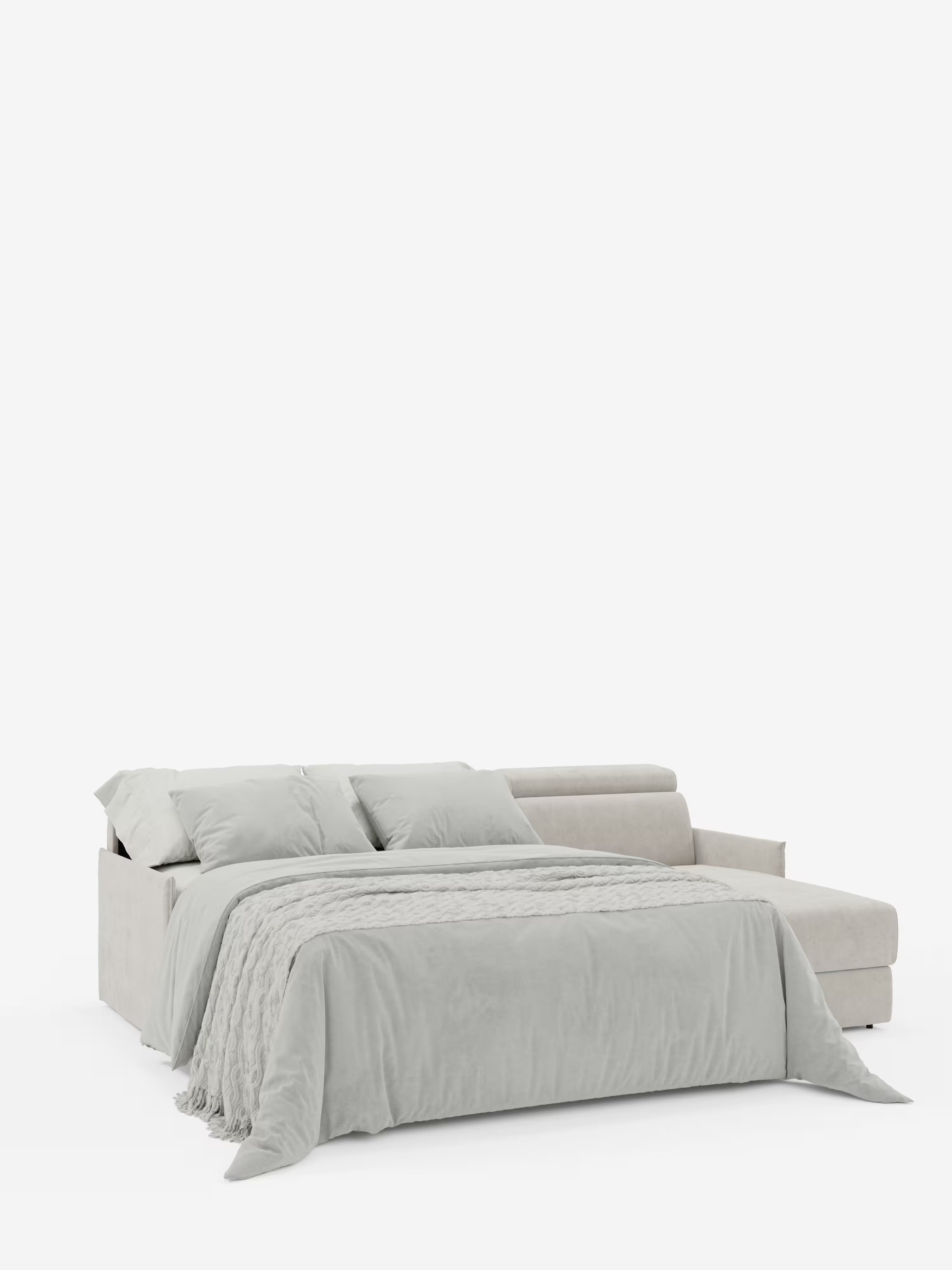 Miryam canapé convertible d'angle compact - têtières inclinables et méridienne coffre en tissu détachable T31