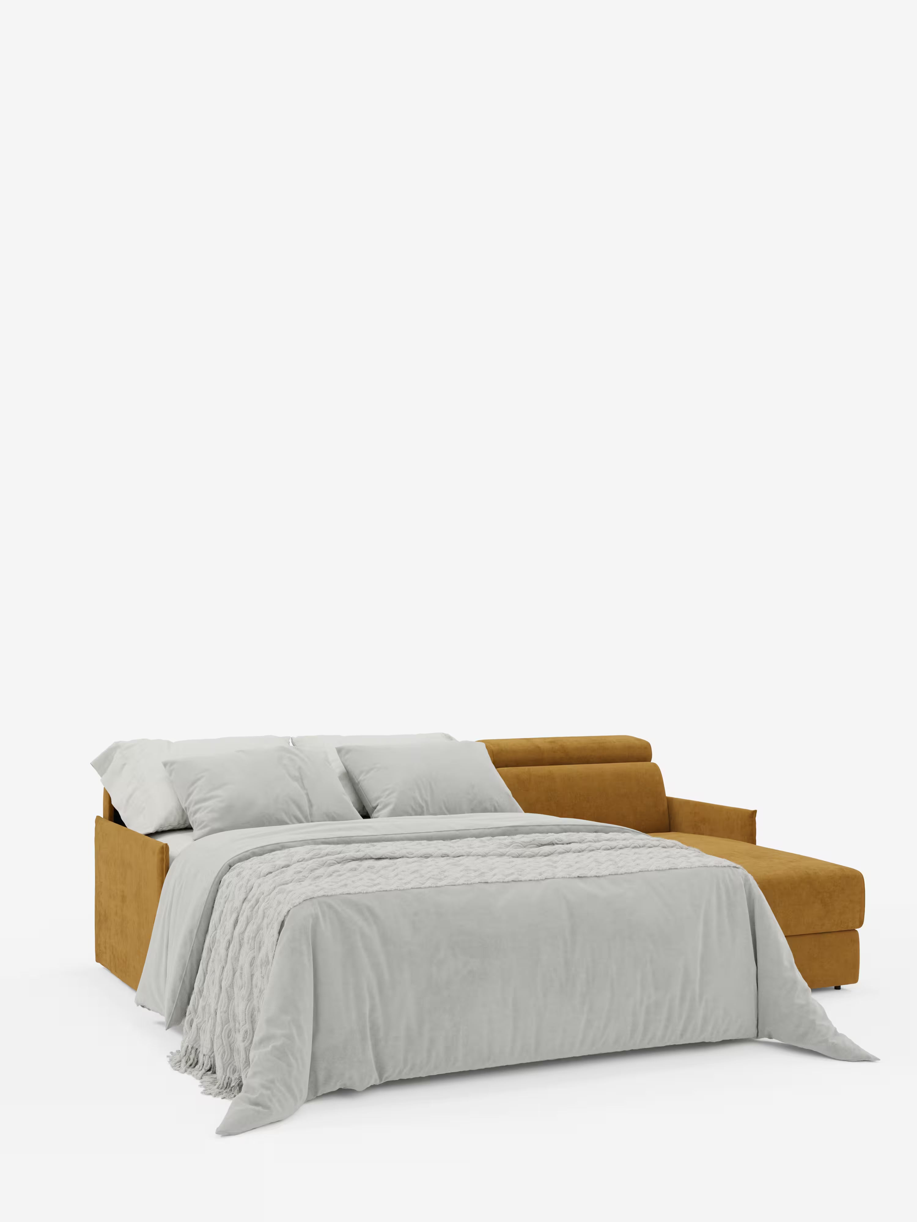 Miryam canapé convertible d'angle compact - têtières inclinables et méridienne coffre en tissu détachable T31