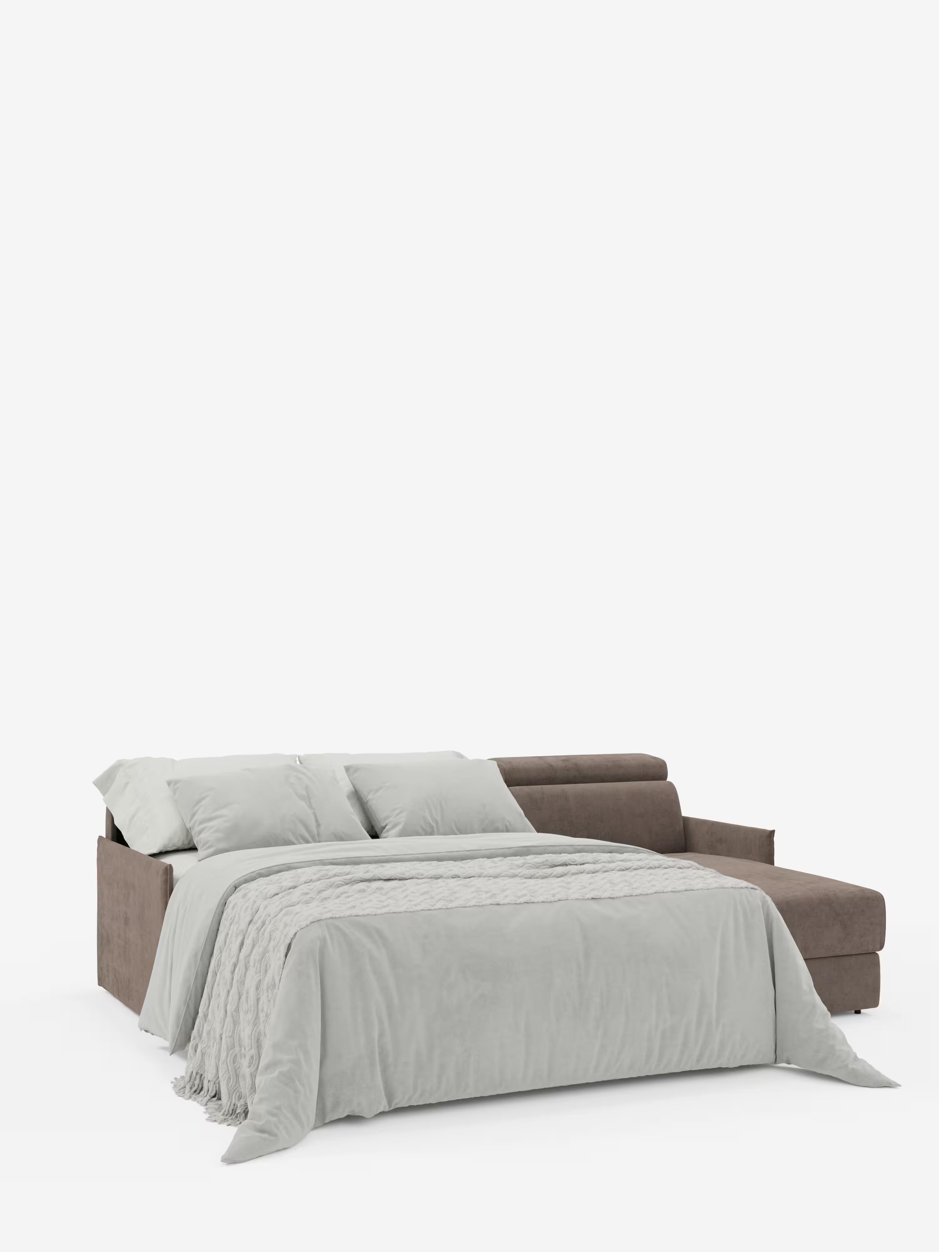Miryam canapé convertible d'angle compact - têtières inclinables et méridienne coffre en tissu détachable T31