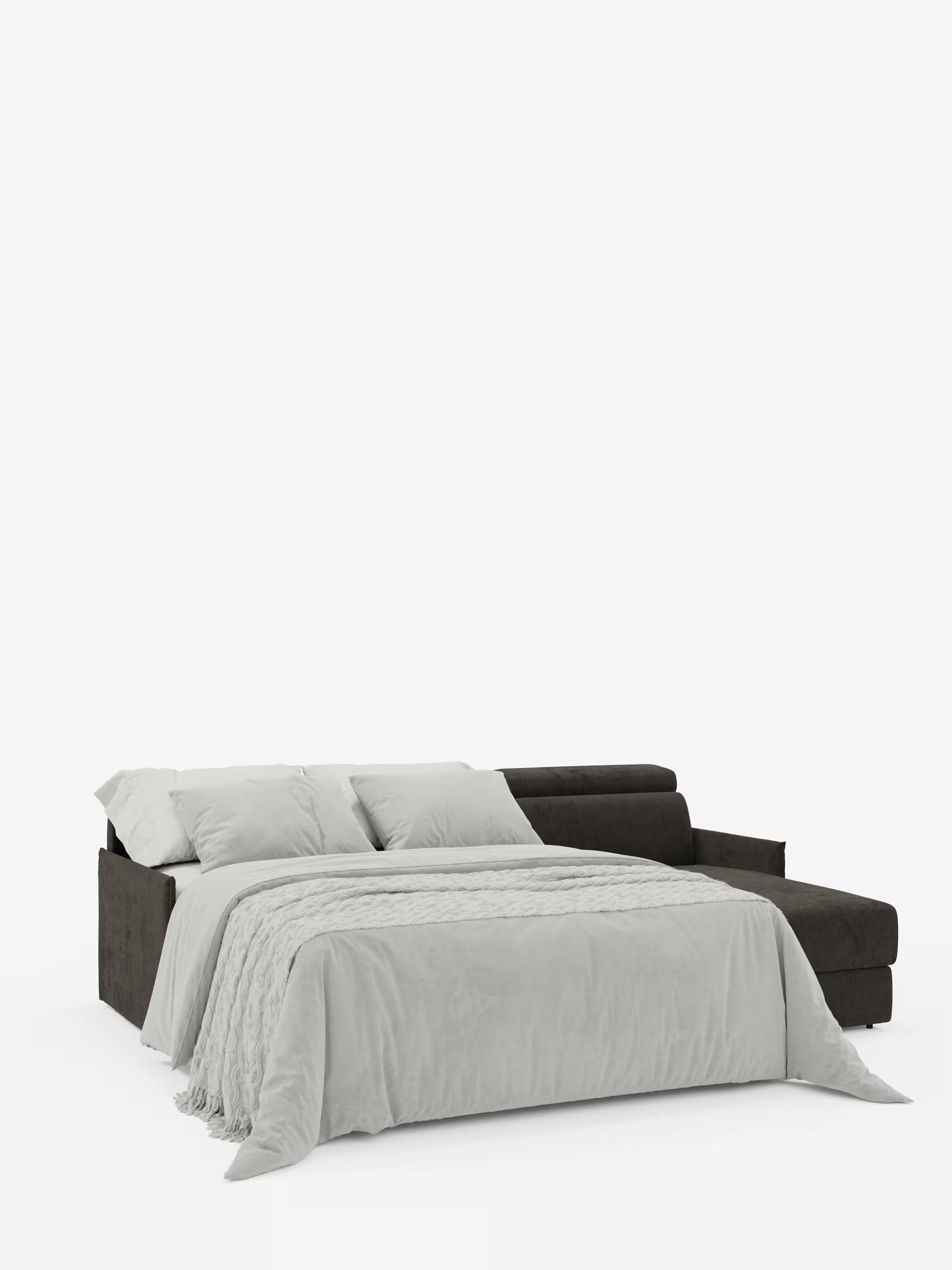 Miryam canapé convertible d'angle compact - têtières inclinables et méridienne coffre en tissu détachable T31