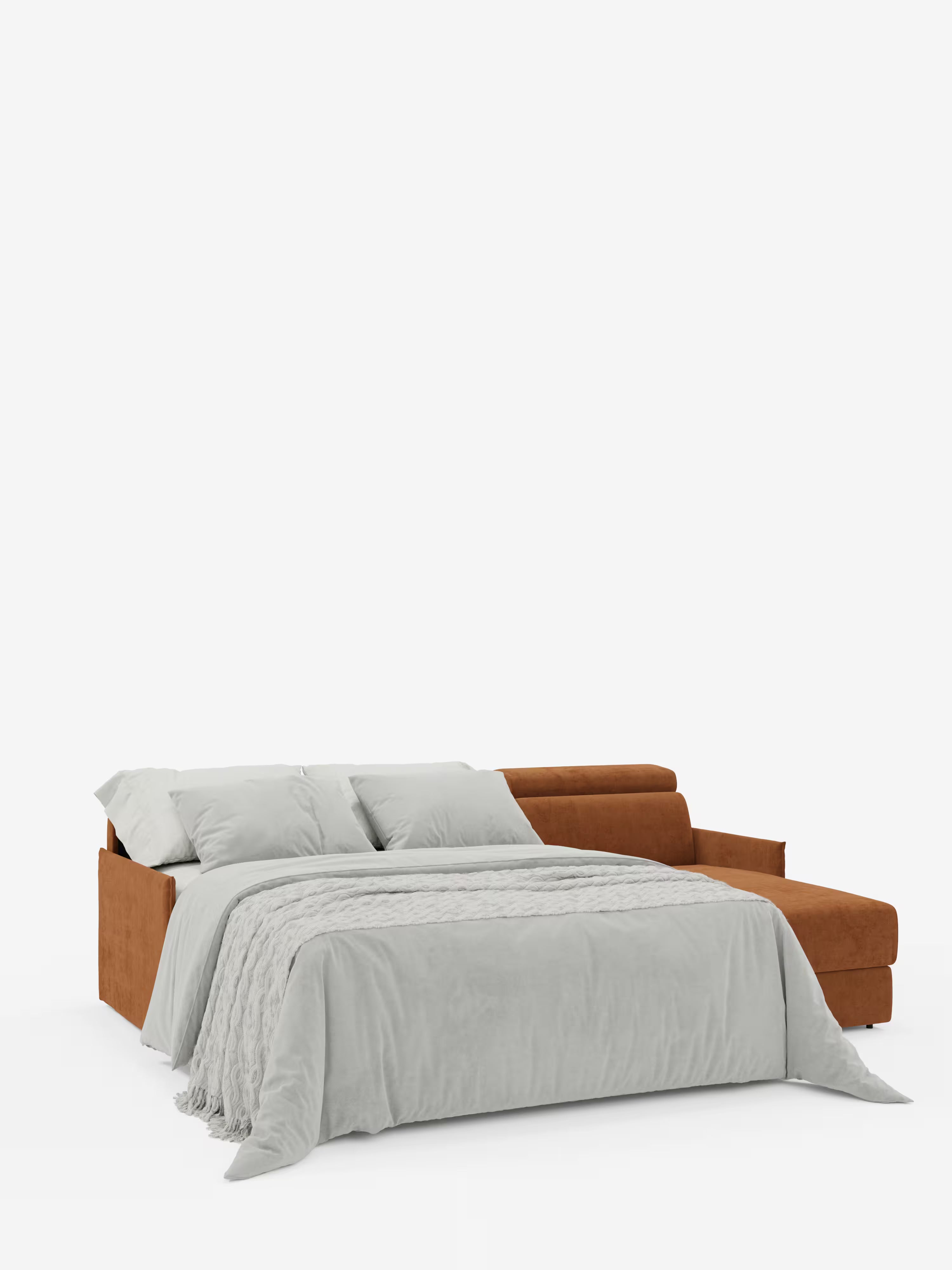 Miryam canapé convertible d'angle compact - têtières inclinables et méridienne coffre en tissu détachable T31