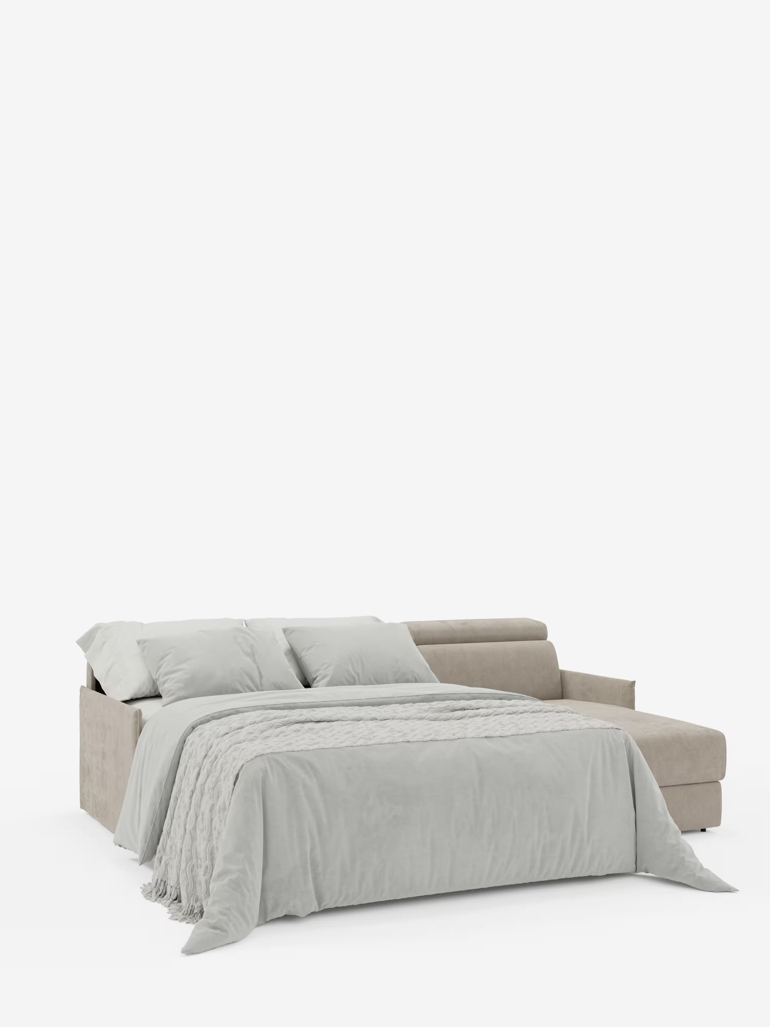 Miryam canapé convertible d'angle compact - têtières inclinables et méridienne coffre en tissu détachable T31