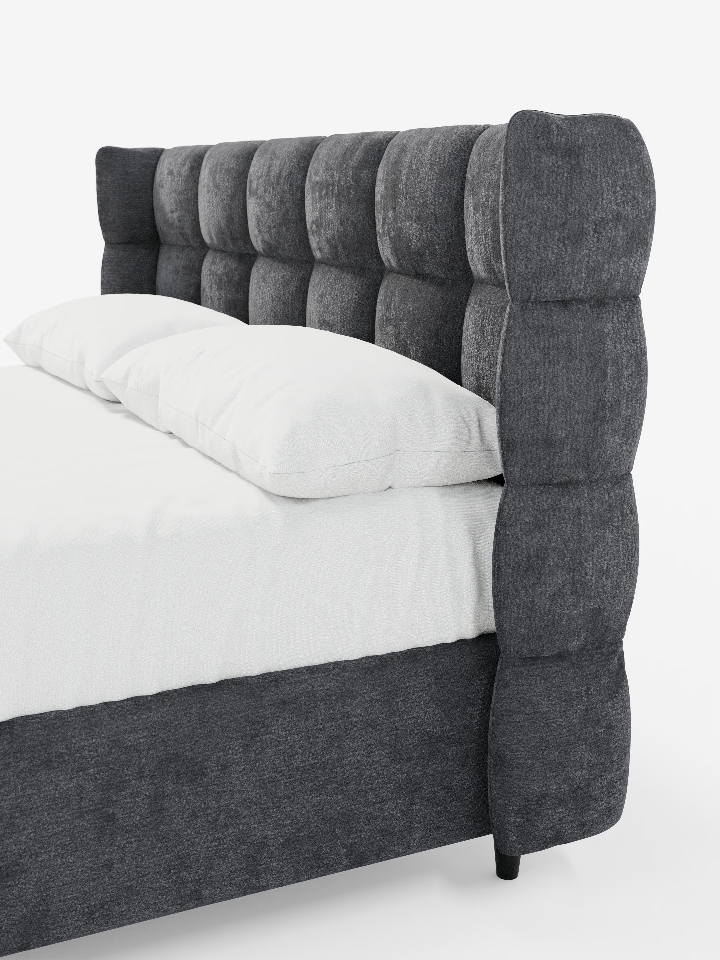 RAGNAR letto imbottito con vano contenitore e testiera capitonné avvolgente - elegante tessuto certificato Oeko-Tex®
