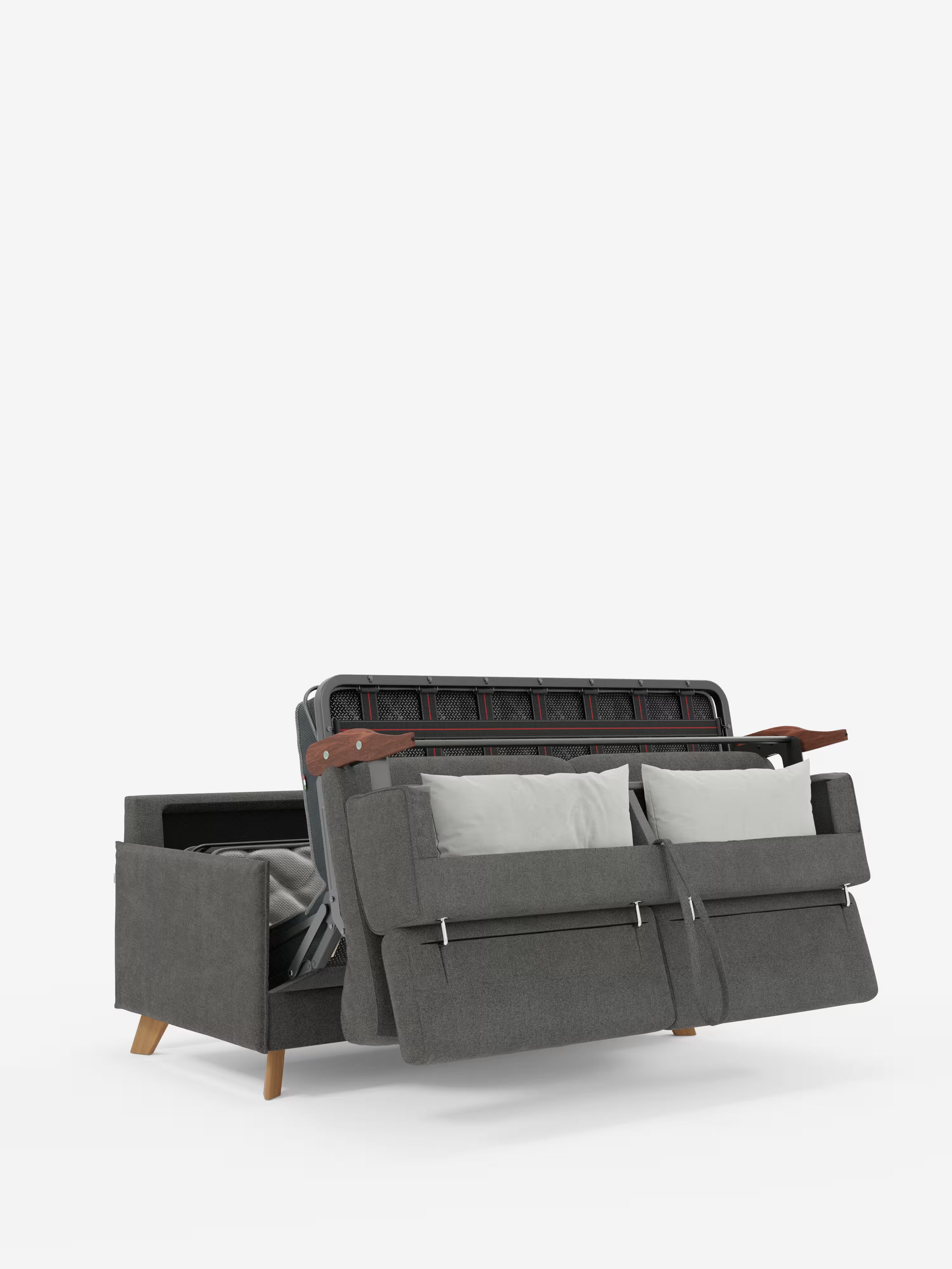 Sole canapé-lit double au design compact – appuie-têtes inclinables et 100% déhoussable en tissu anti-taches T23