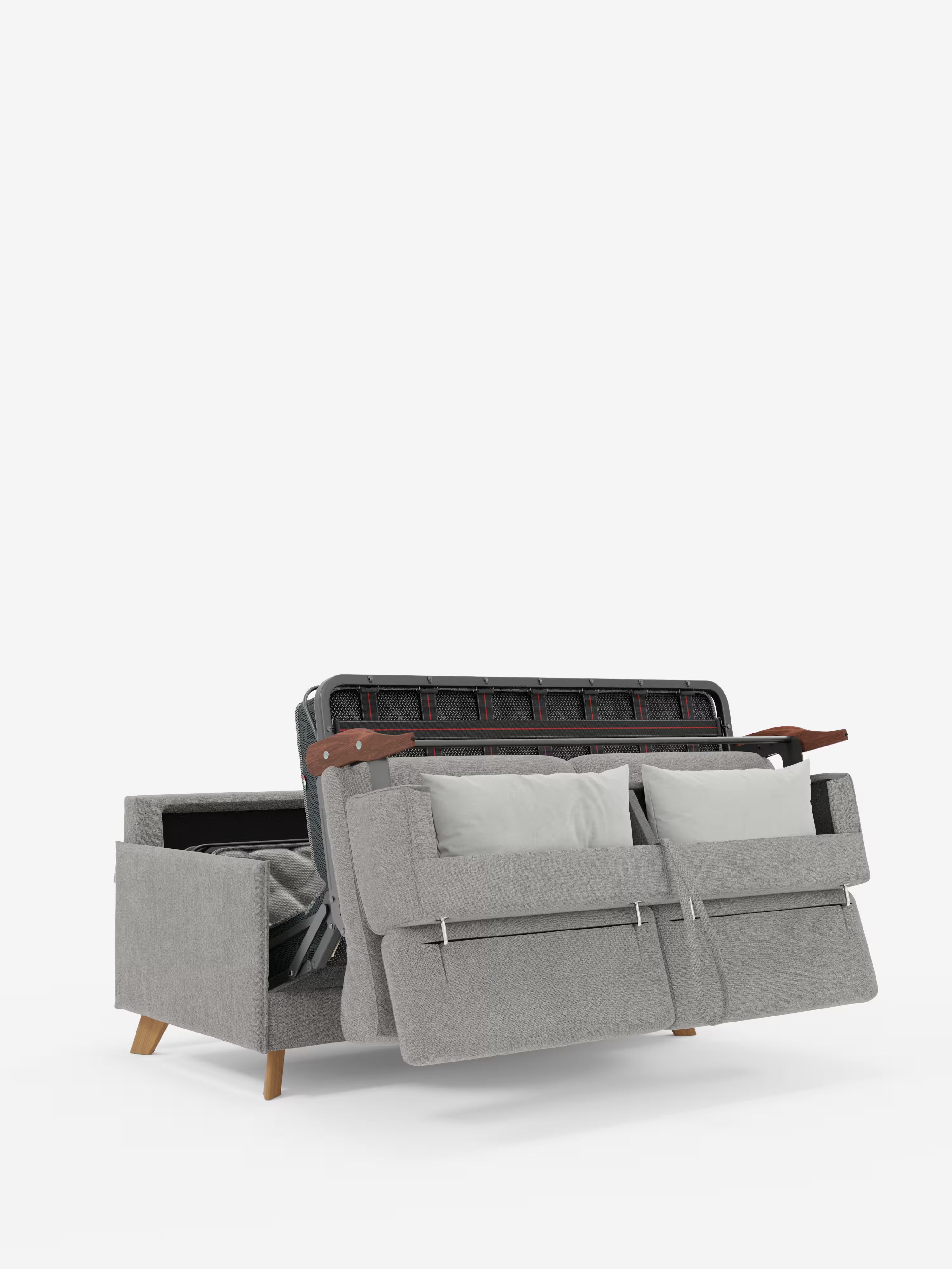 Sole canapé-lit double au design compact – appuie-têtes inclinables et 100% déhoussable en tissu anti-taches T23