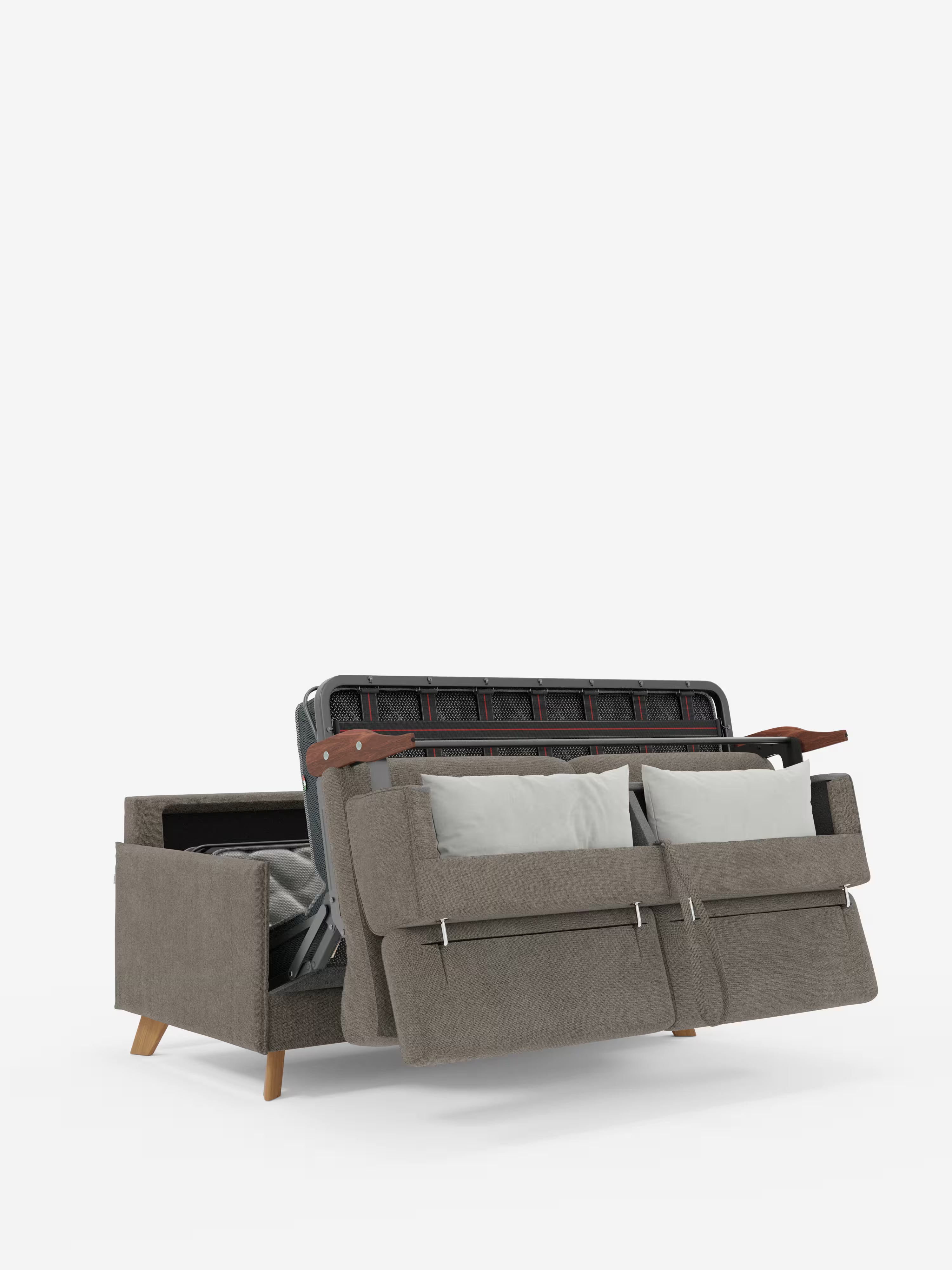 Sole canapé-lit double au design compact – appuie-têtes inclinables et 100% déhoussable en tissu anti-taches T23