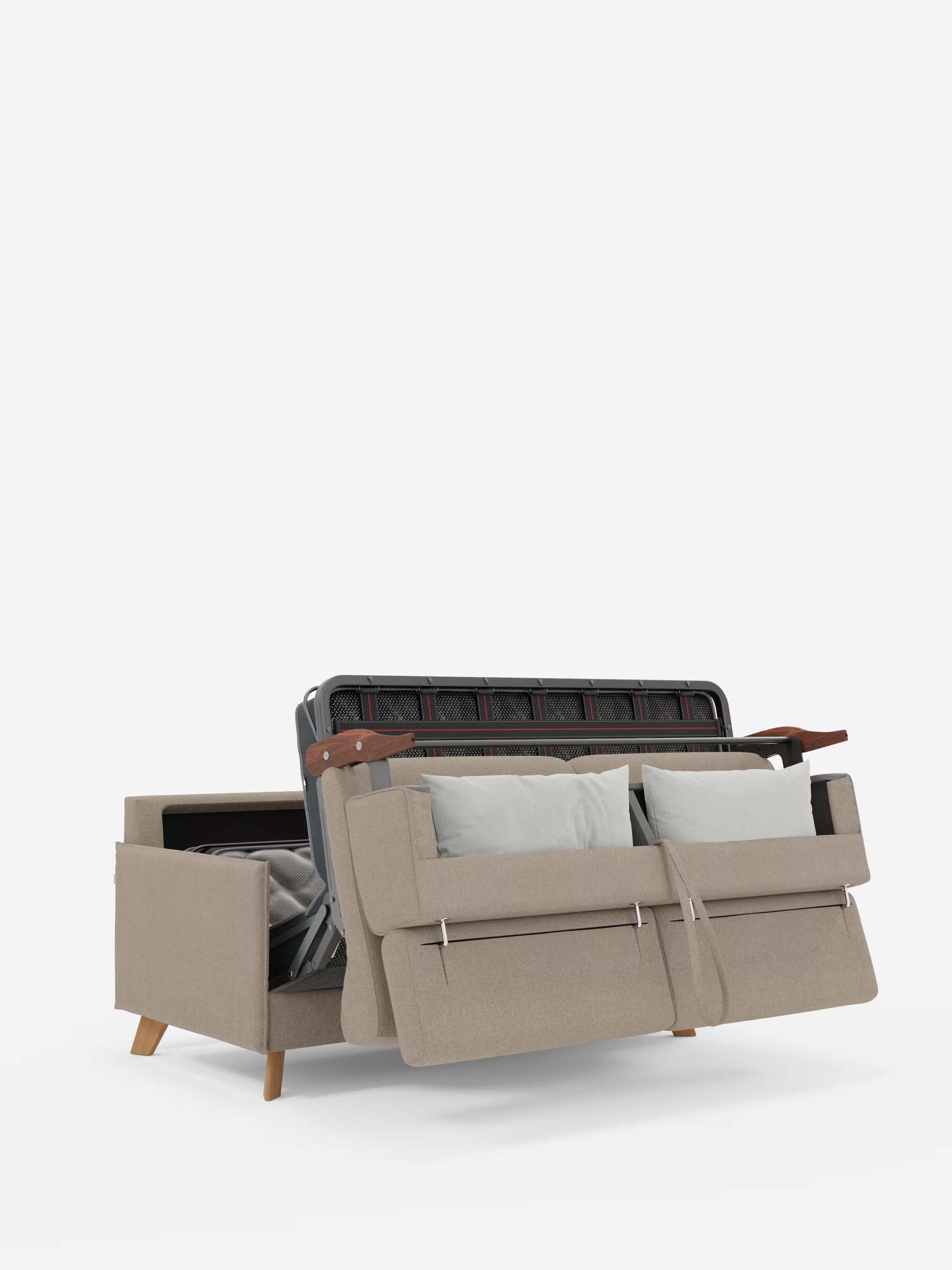 Sole canapé-lit double au design compact – appuie-têtes inclinables et 100% déhoussable en tissu anti-taches T23