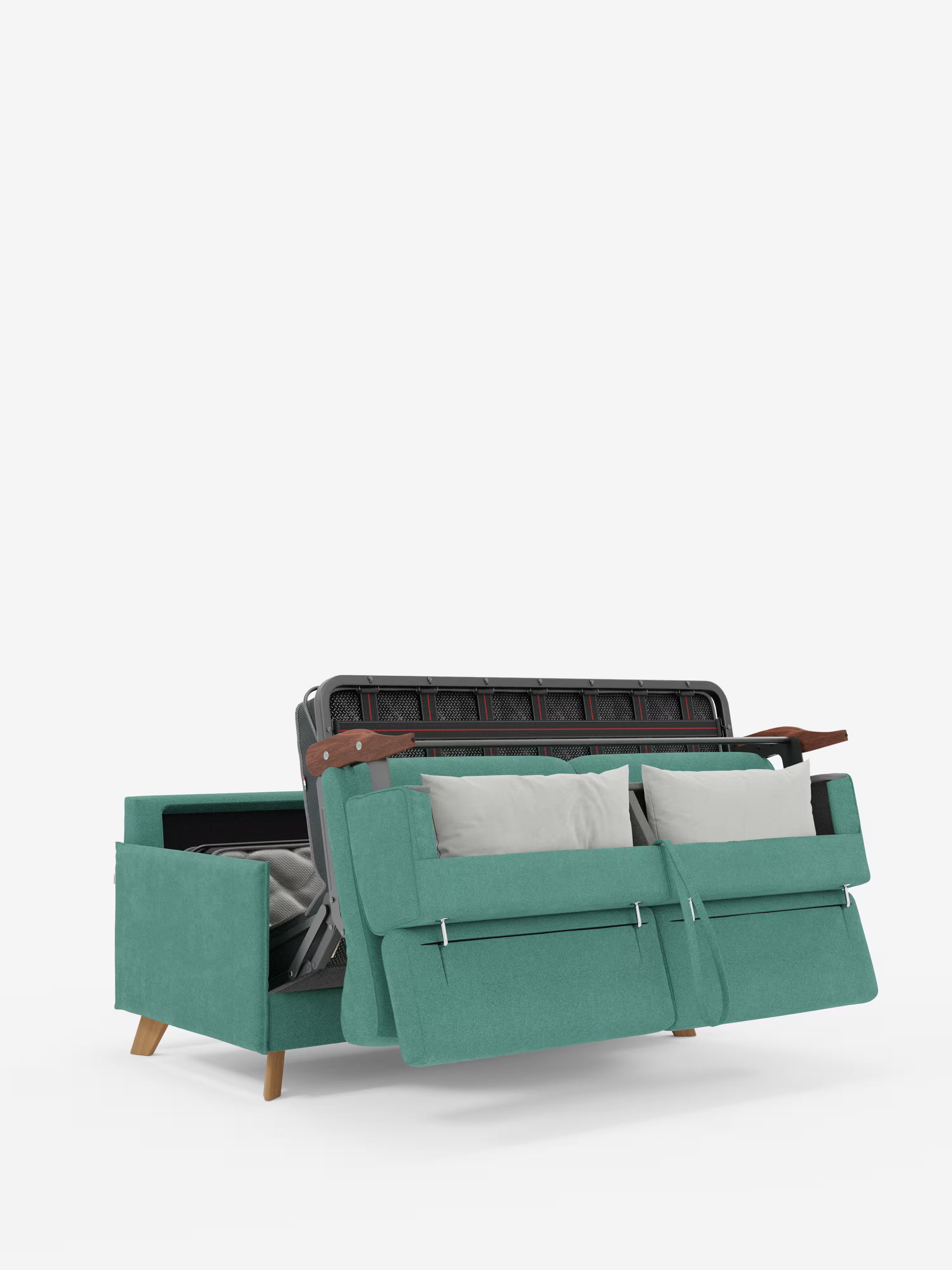 Sole canapé-lit double au design compact – appuie-têtes inclinables et 100% déhoussable en tissu anti-taches T23