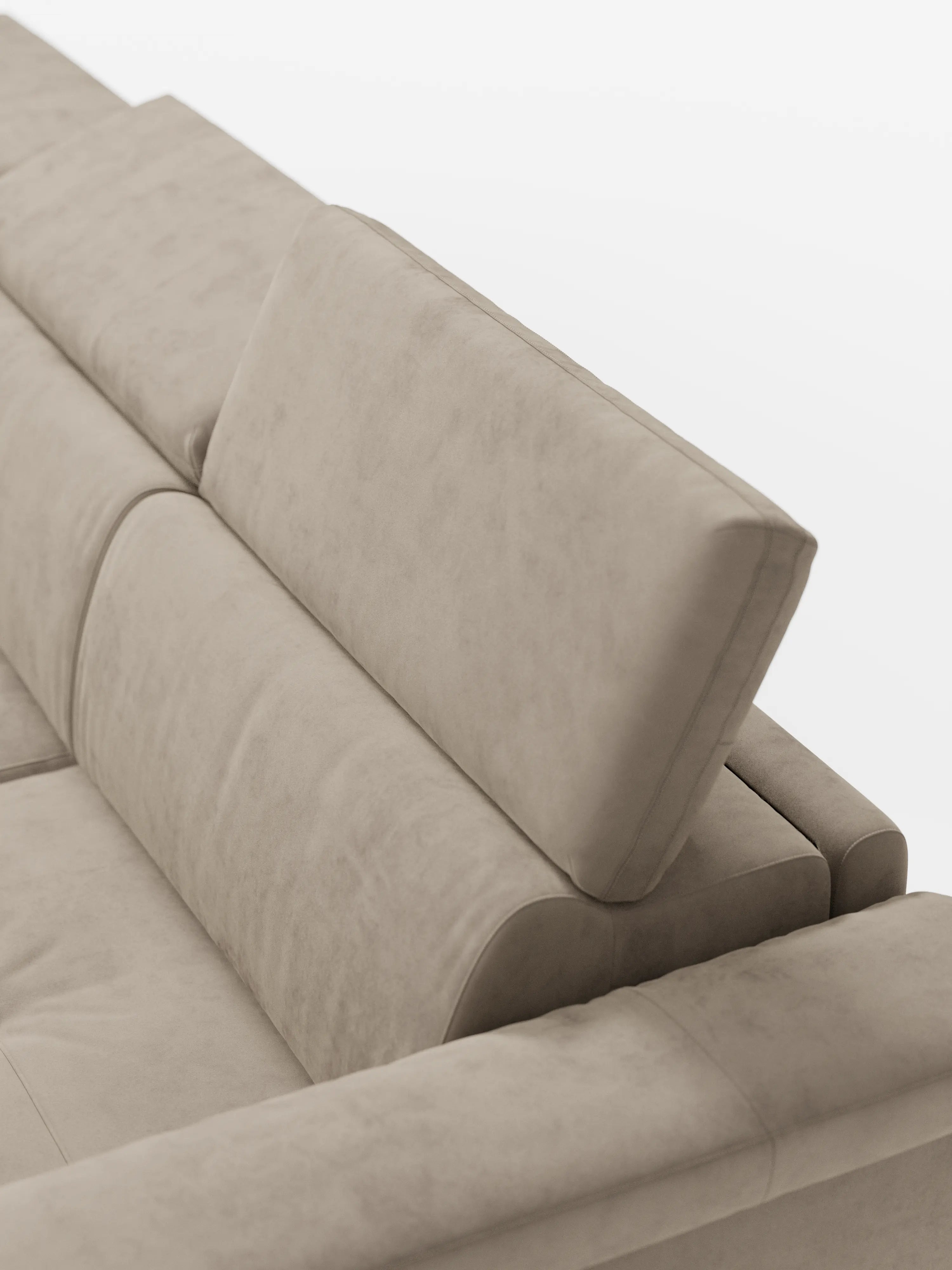 Capri canapé d'angle convertible avec Têtières Réglables et Matelas haute performance en Tissu Effet Velours Détachable T30