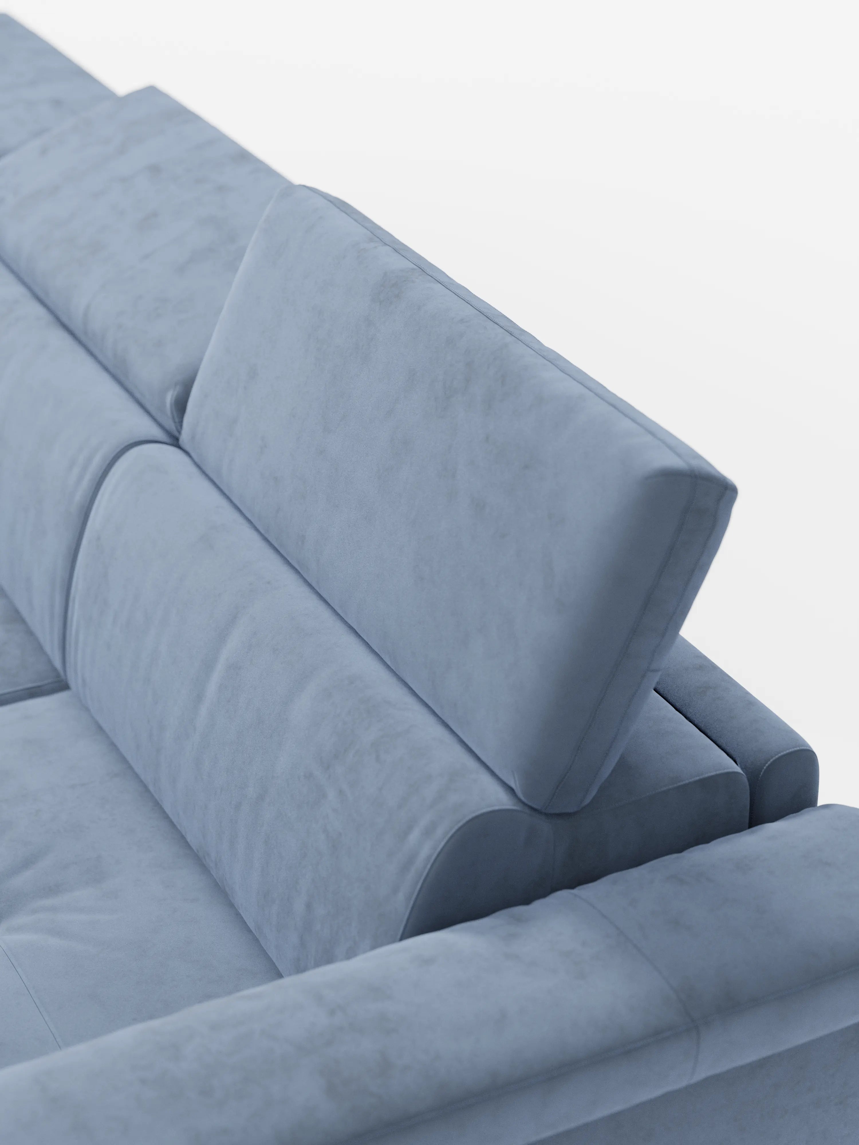 Capri canapé d'angle convertible avec Têtières Réglables et Matelas haute performance en Tissu Effet Velours Détachable T30