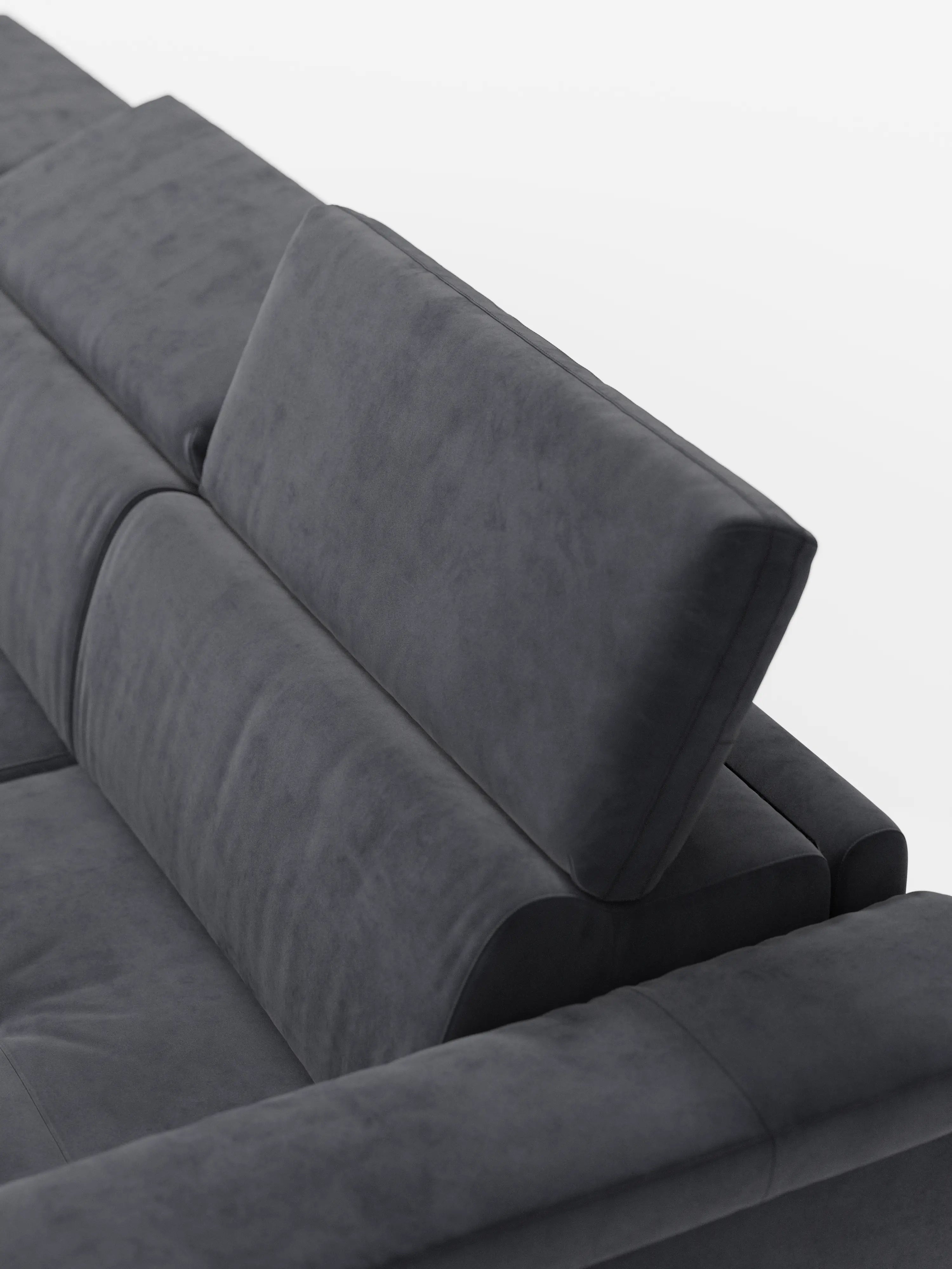 Capri canapé d'angle convertible avec Têtières Réglables et Matelas haute performance en Tissu Effet Velours Détachable T30