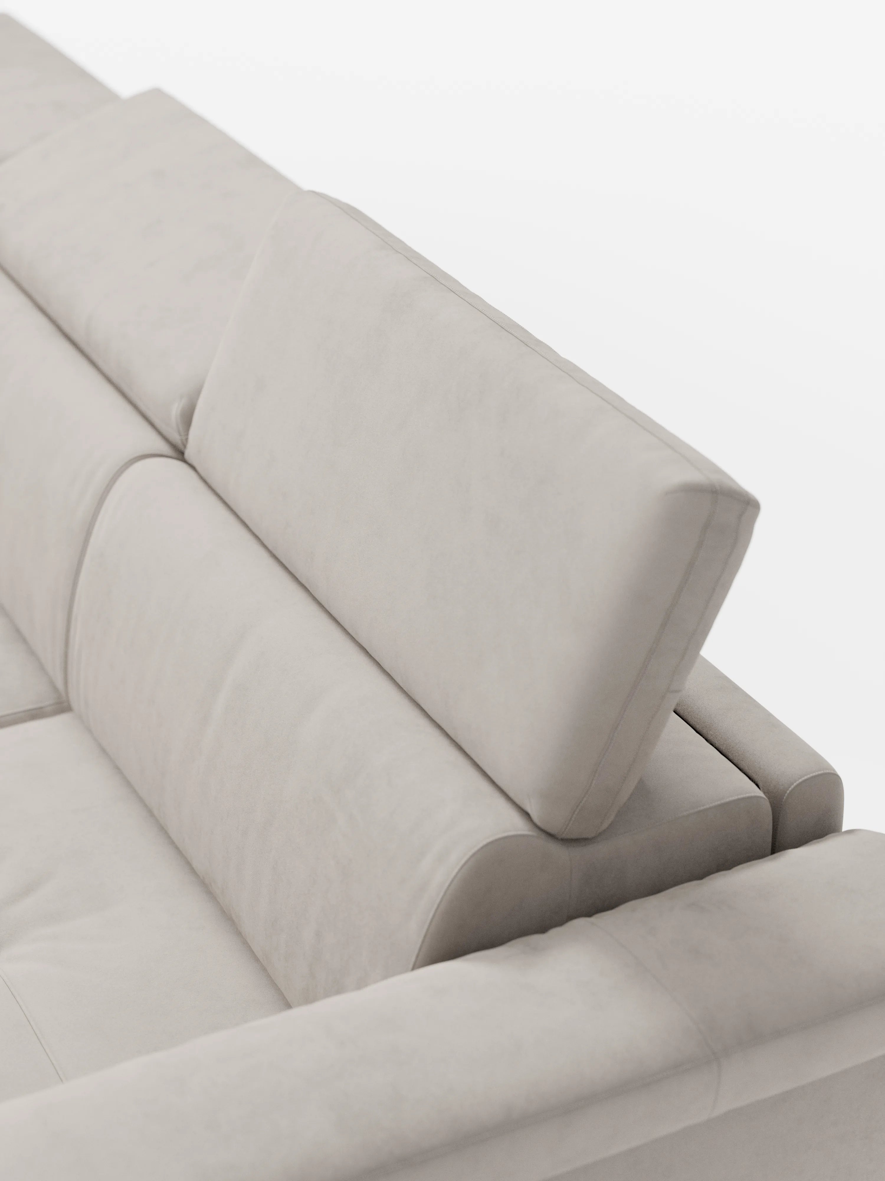 Capri canapé d'angle convertible avec Têtières Réglables et Matelas haute performance en Tissu Effet Velours Détachable T30