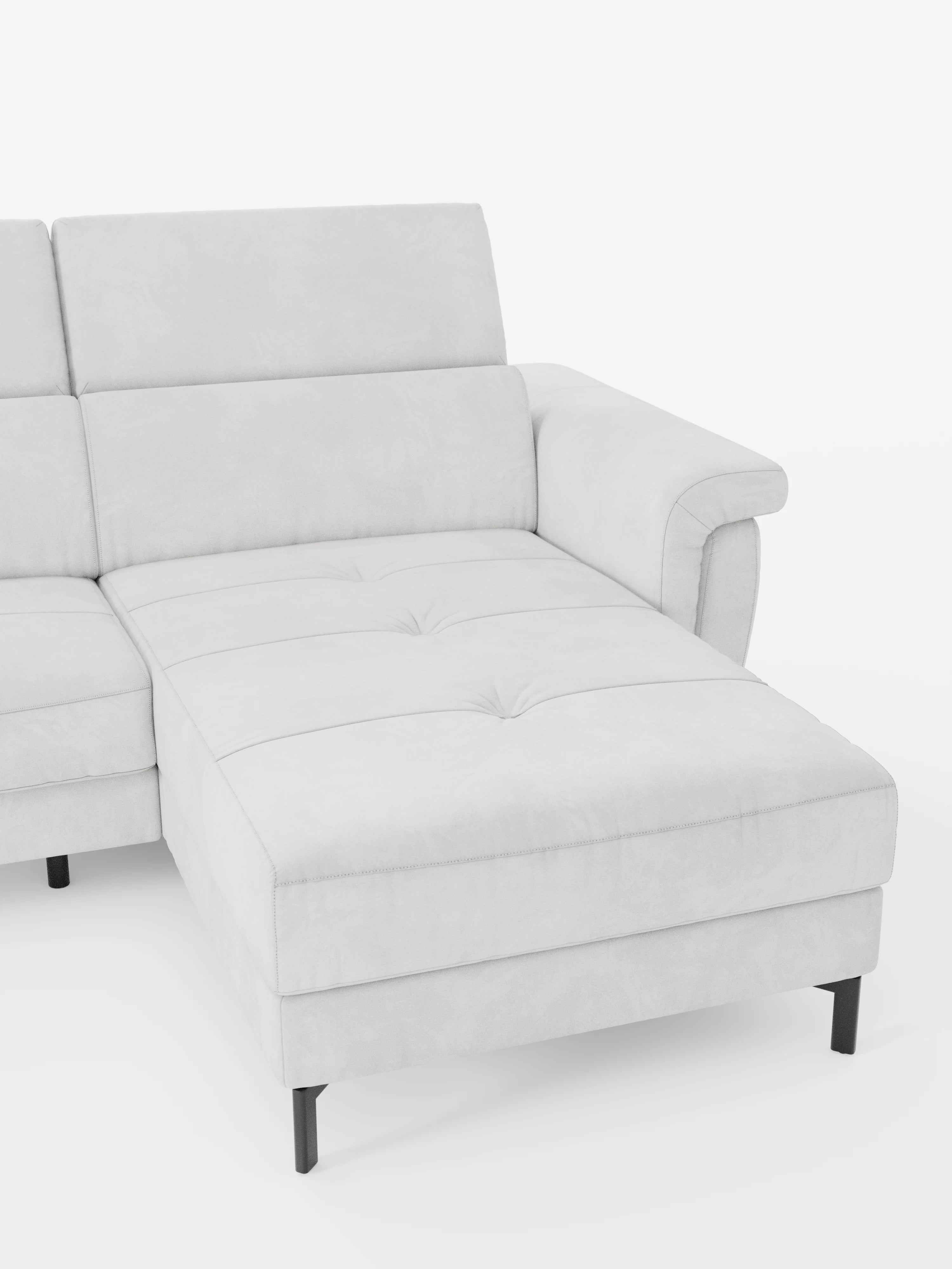 Capri canapé convertible avec méridienne coffre et têtières réglables - Tissu Effet Velours Détachable T30
