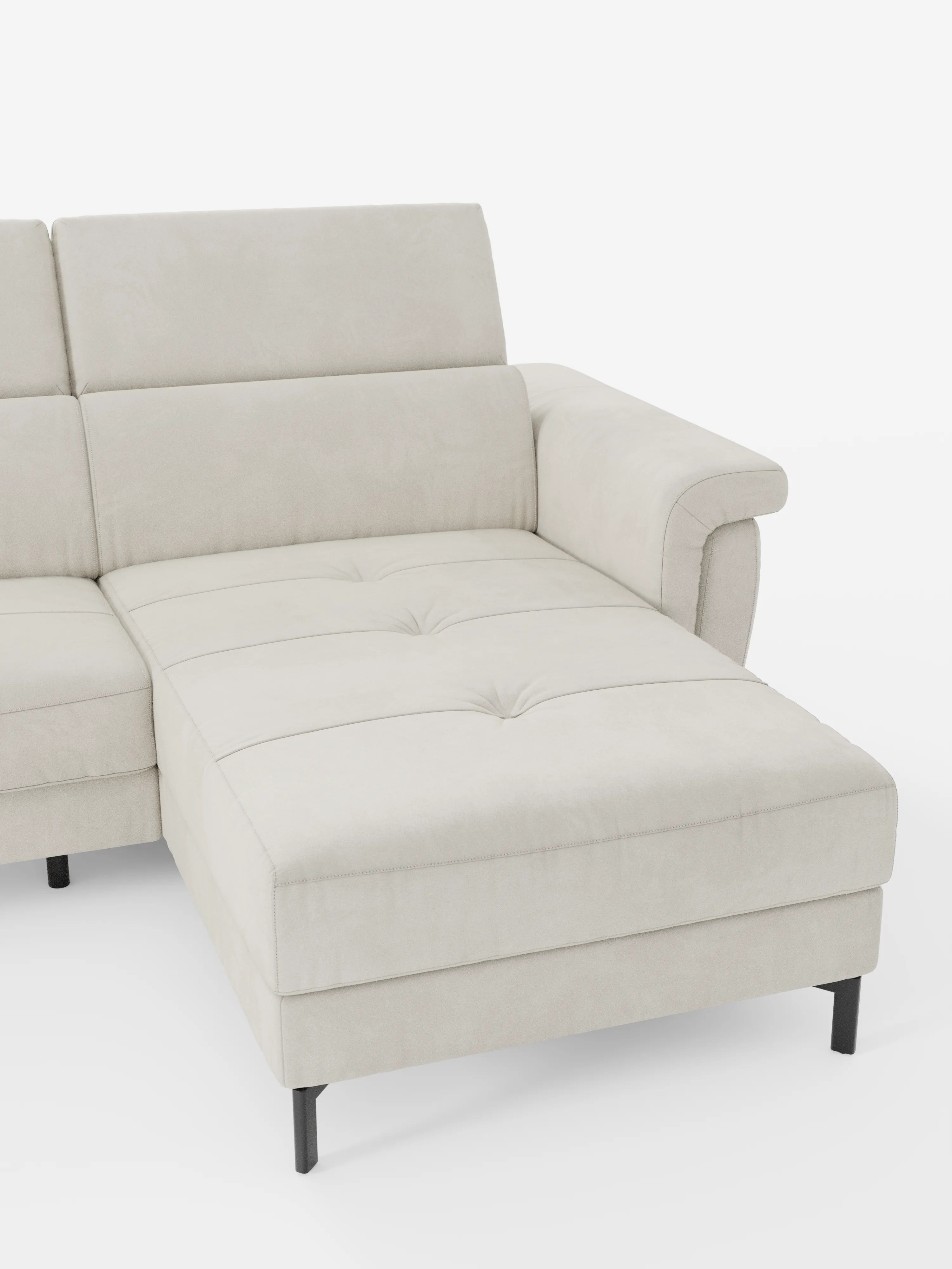 Capri canapé convertible avec méridienne coffre et têtières réglables - Tissu Effet Velours Détachable T30