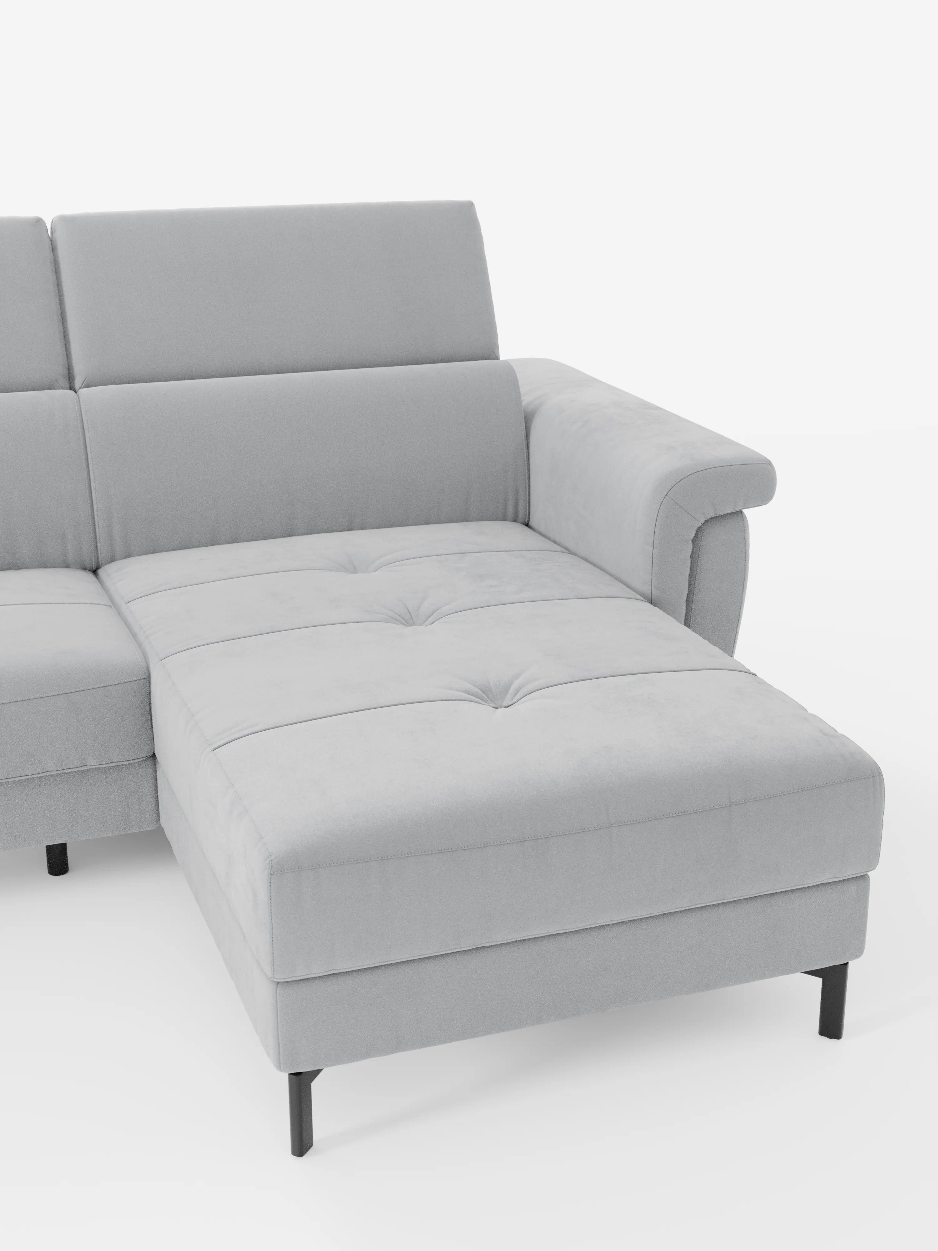 Capri canapé convertible avec méridienne coffre et têtières réglables - Tissu Effet Velours Détachable T30
