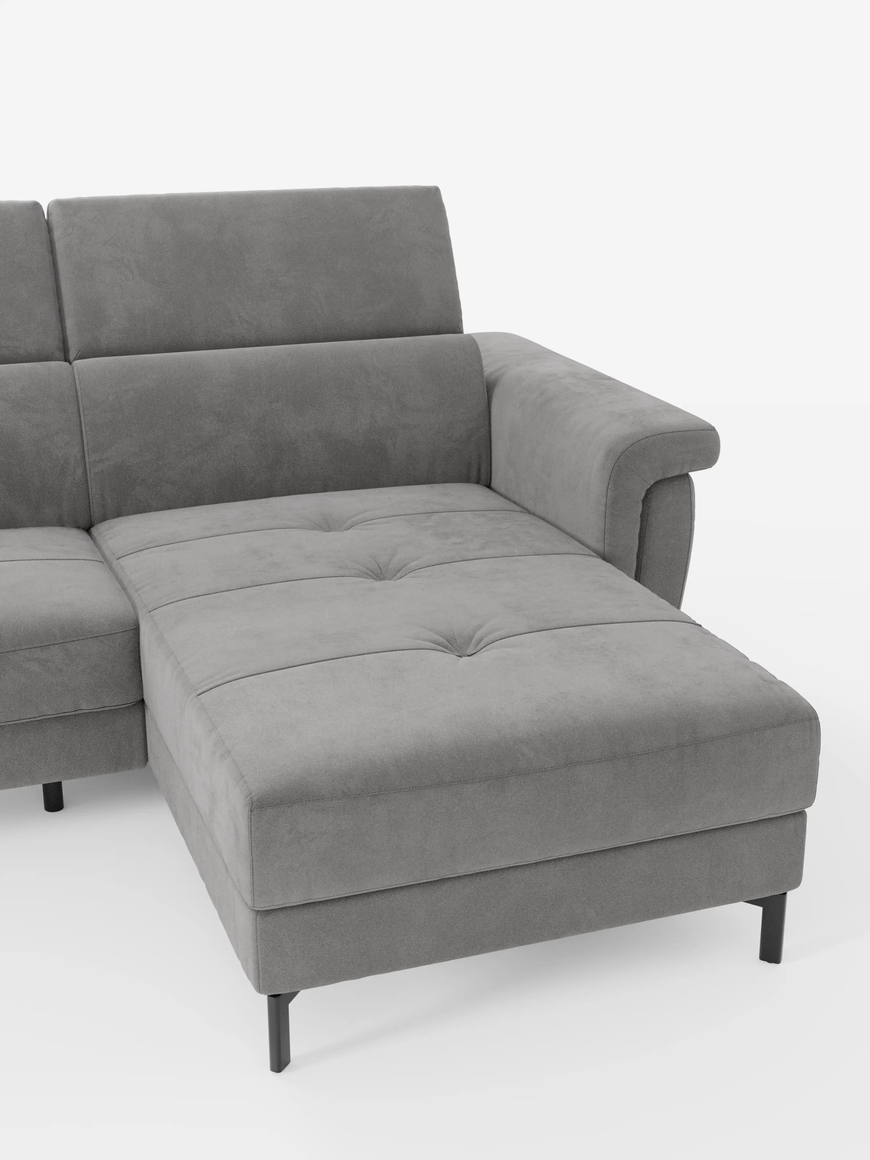 Capri canapé convertible avec méridienne coffre et têtières réglables - Tissu Effet Velours Détachable T30