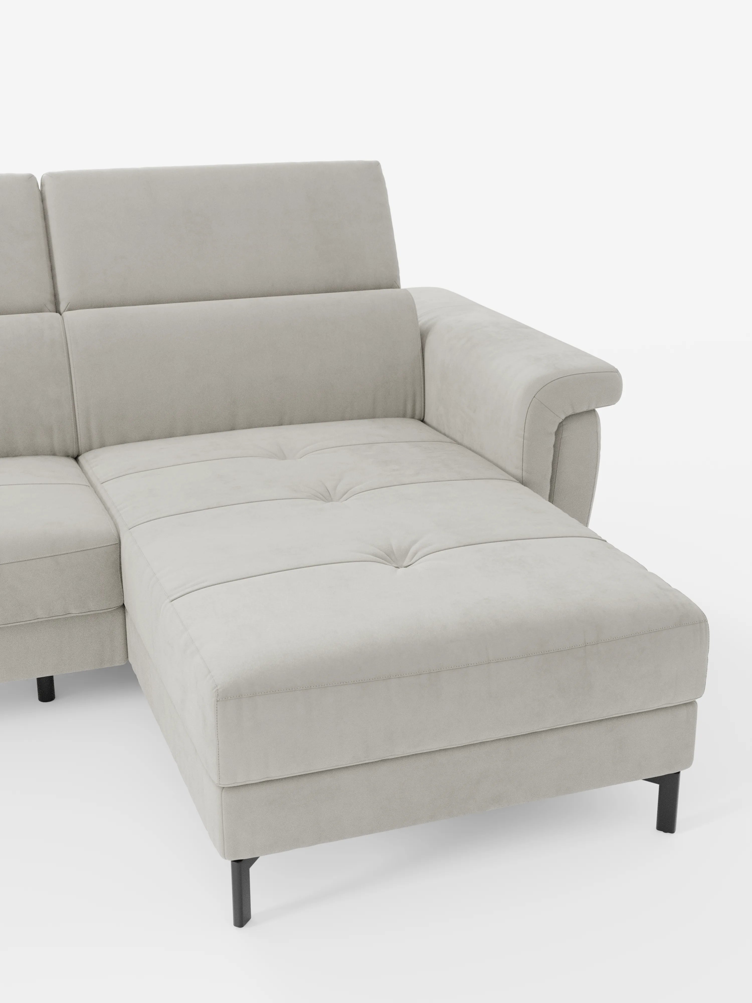 Capri canapé convertible avec méridienne coffre et têtières réglables - Tissu Effet Velours Détachable T30