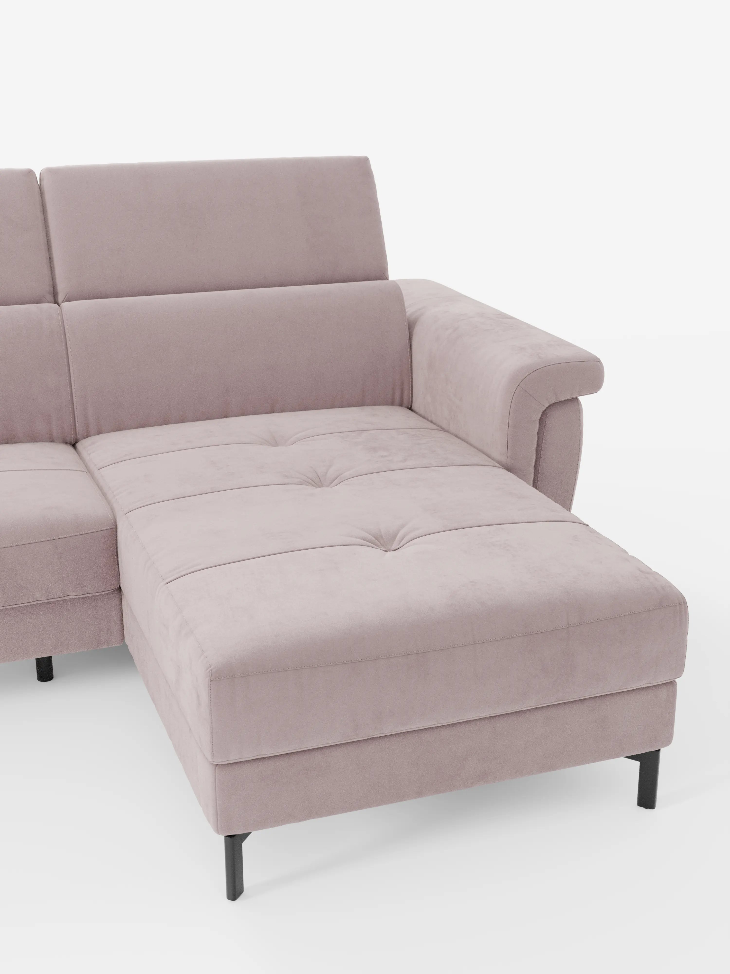 Capri canapé convertible avec méridienne coffre et têtières réglables - Tissu Effet Velours Détachable T30