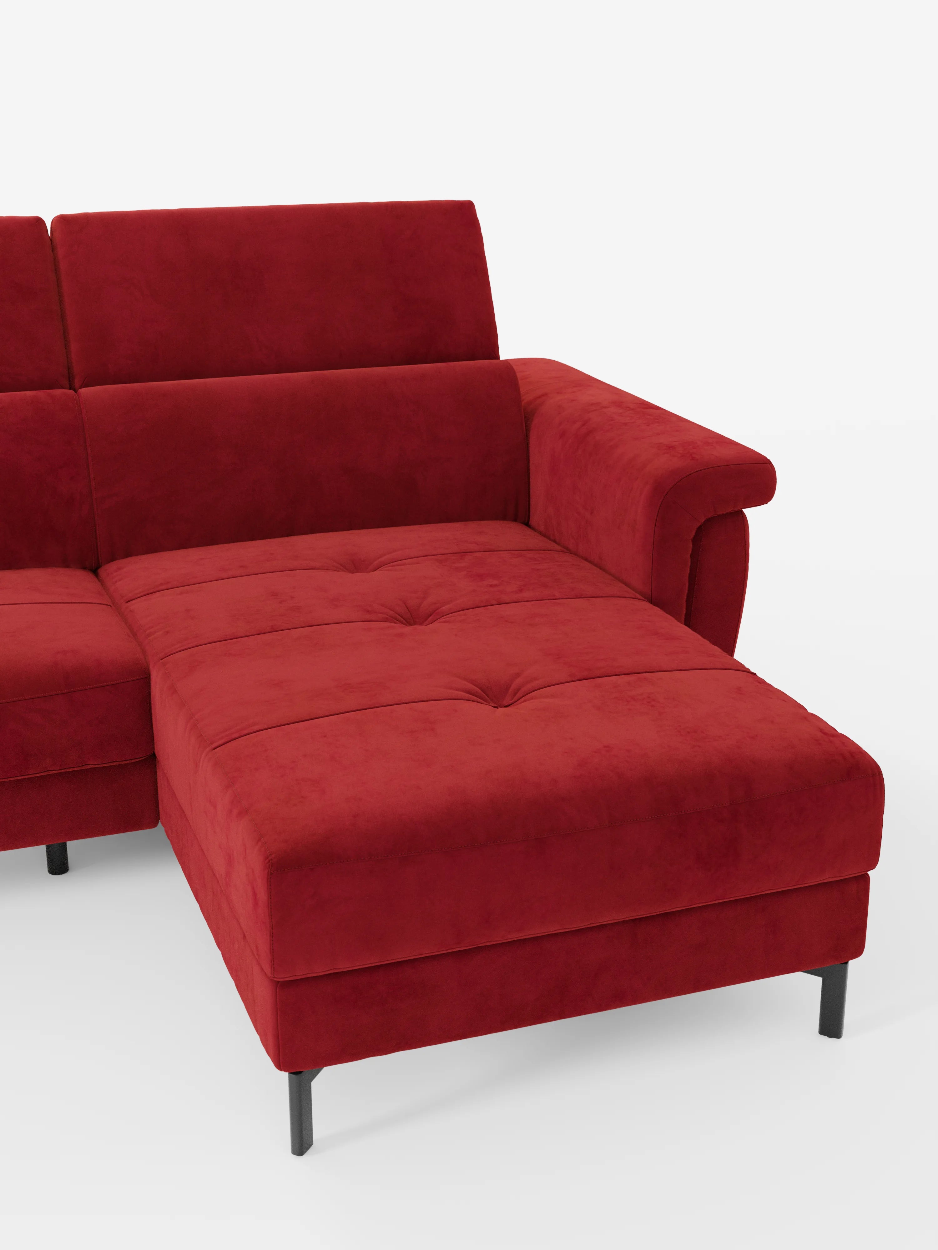 Capri canapé convertible avec méridienne coffre et têtières réglables - Tissu Effet Velours Détachable T30