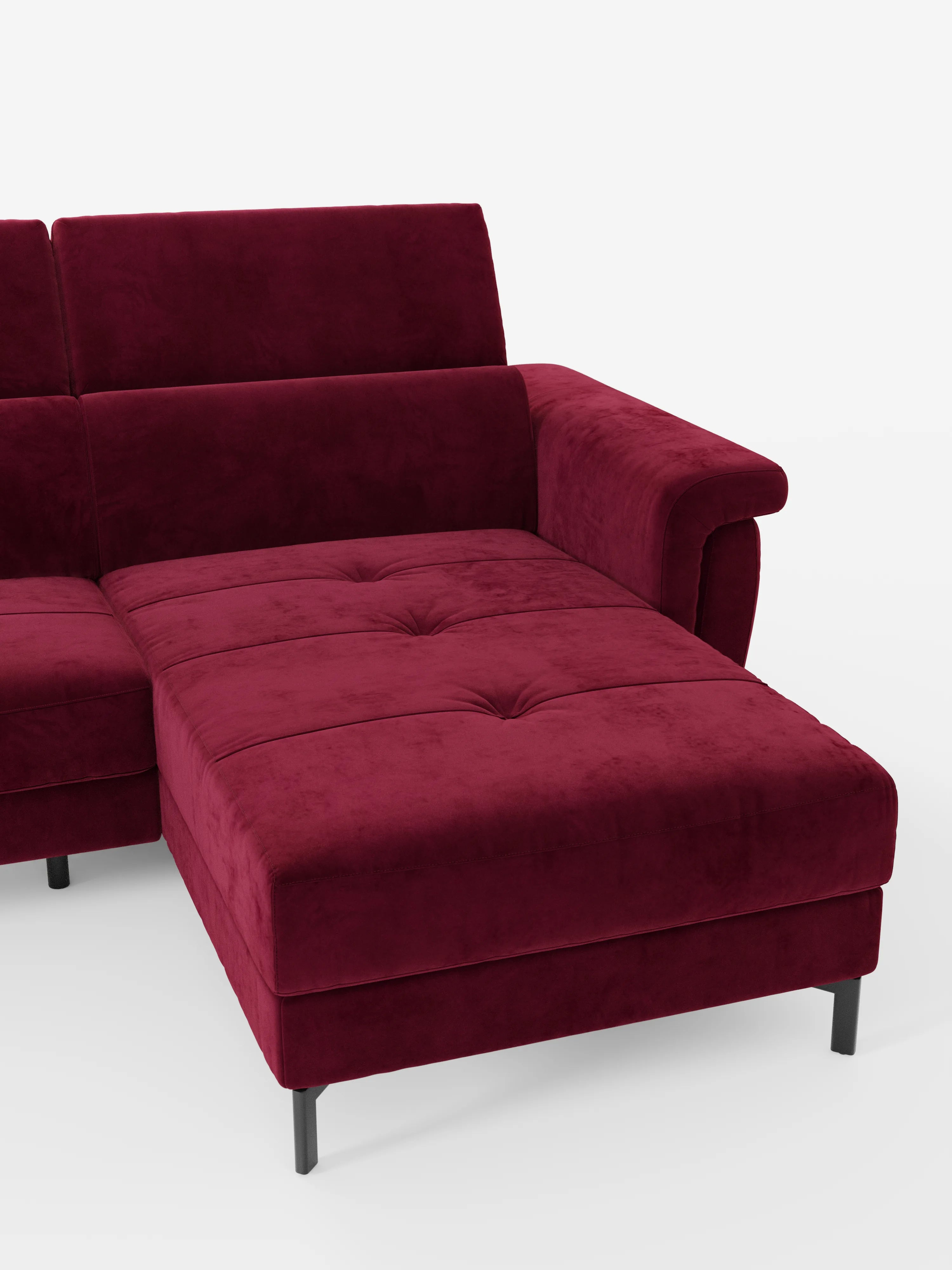 Capri canapé convertible avec méridienne coffre et têtières réglables - Tissu Effet Velours Détachable T30