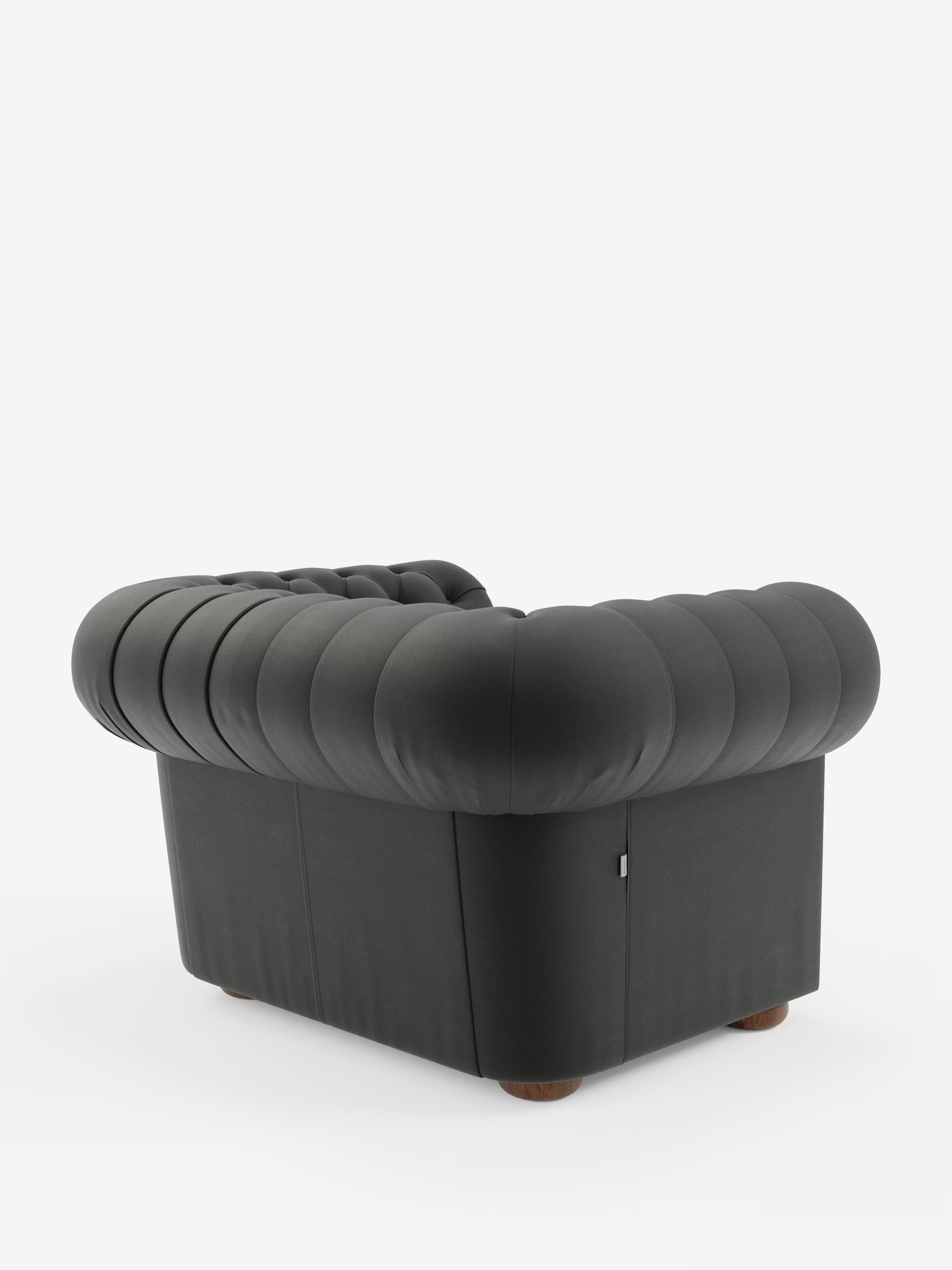Chester Fauteuil en véritable cuir avec capitonné artisanal