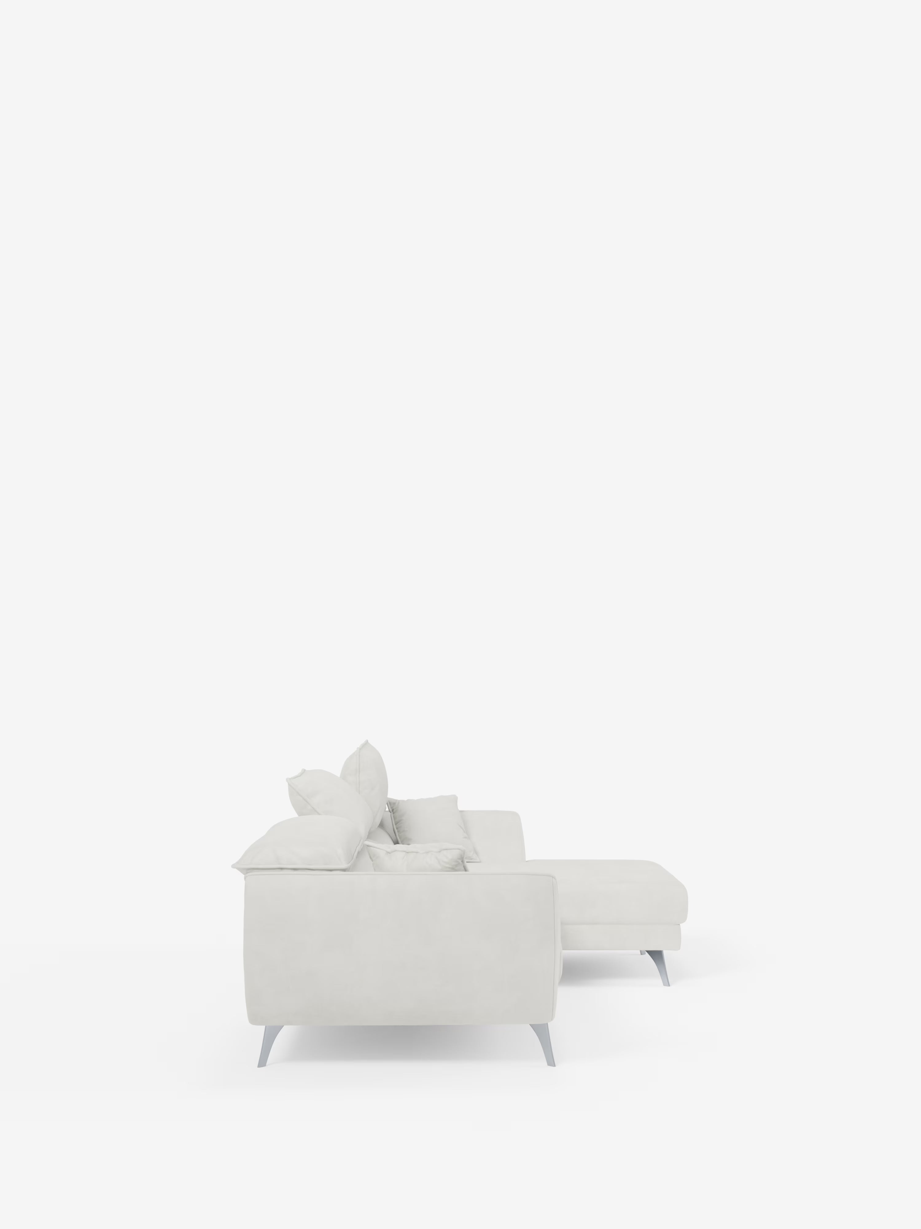 Michelangelo Canapé d'angle avec chaise longue et assises coulissantes - têtières réglables en tissu raffiné détachable effet velouté T30