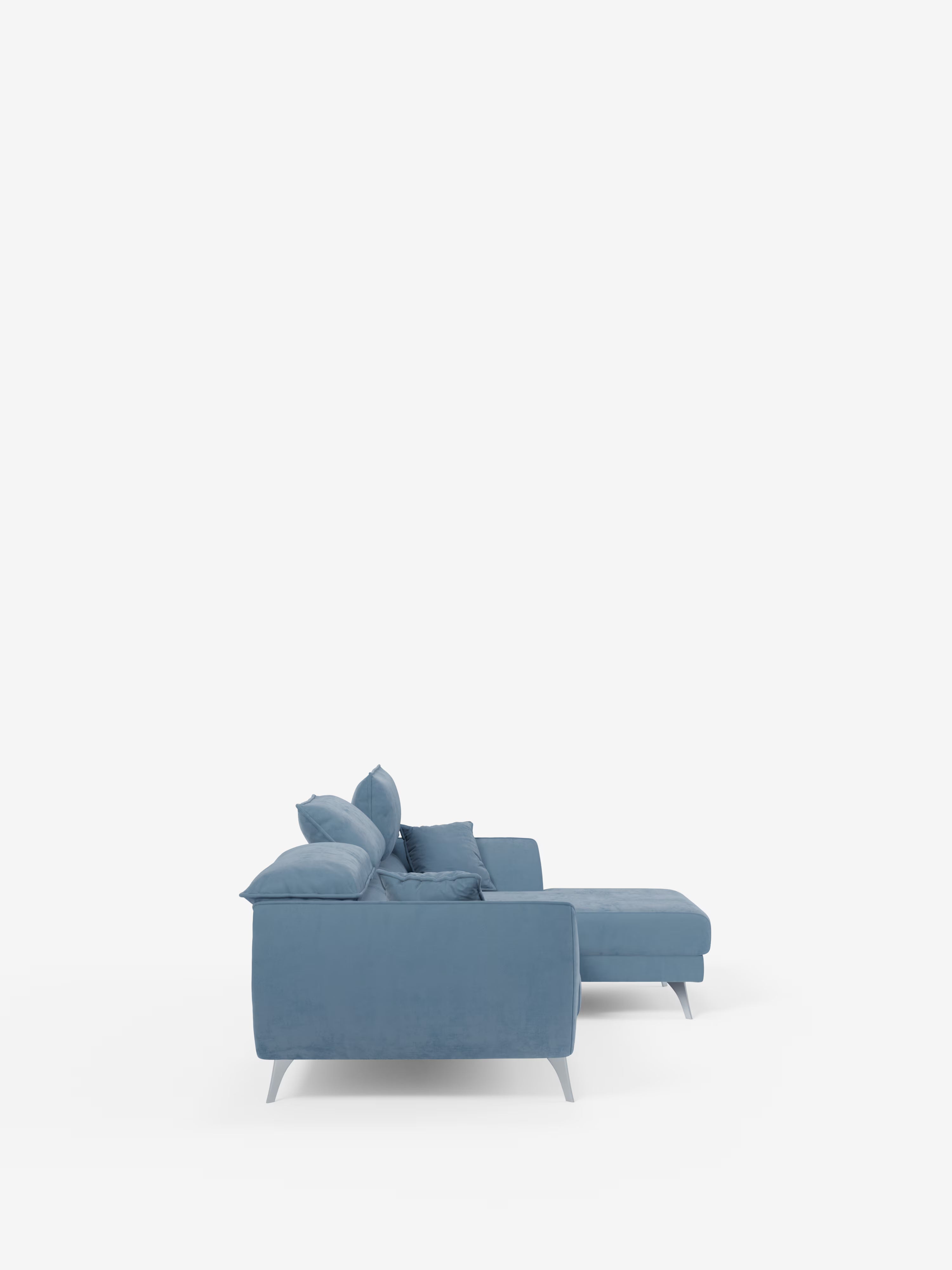Michelangelo Canapé d'angle avec chaise longue et assises coulissantes - têtières réglables en tissu raffiné détachable effet velouté T30