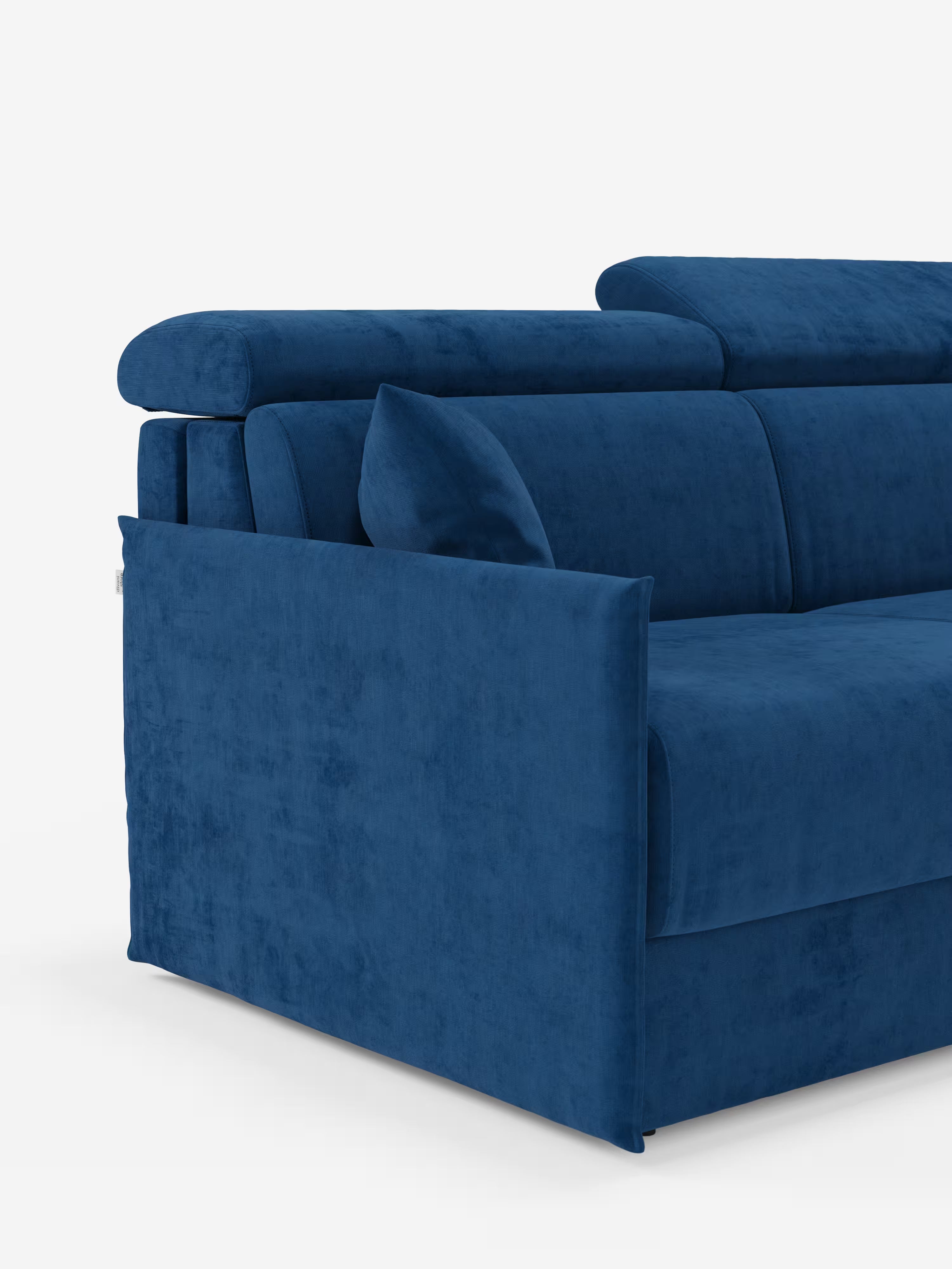 Miryam canapé convertible d'angle compact - têtières inclinables et méridienne coffre en tissu détachable T31