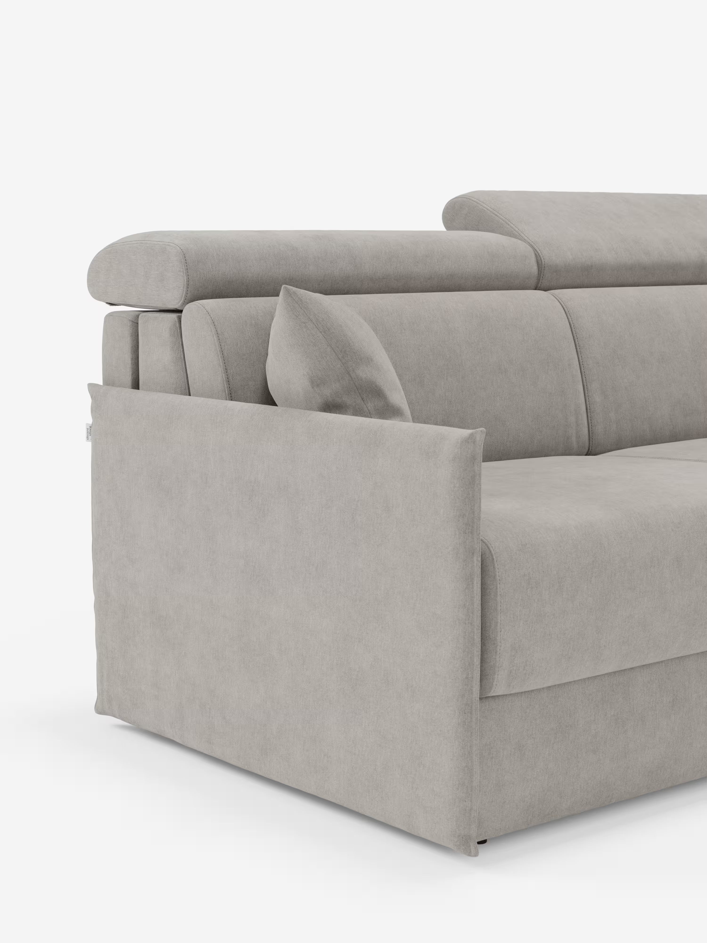 Miryam canapé convertible d'angle compact - têtières inclinables et méridienne coffre en tissu détachable T31