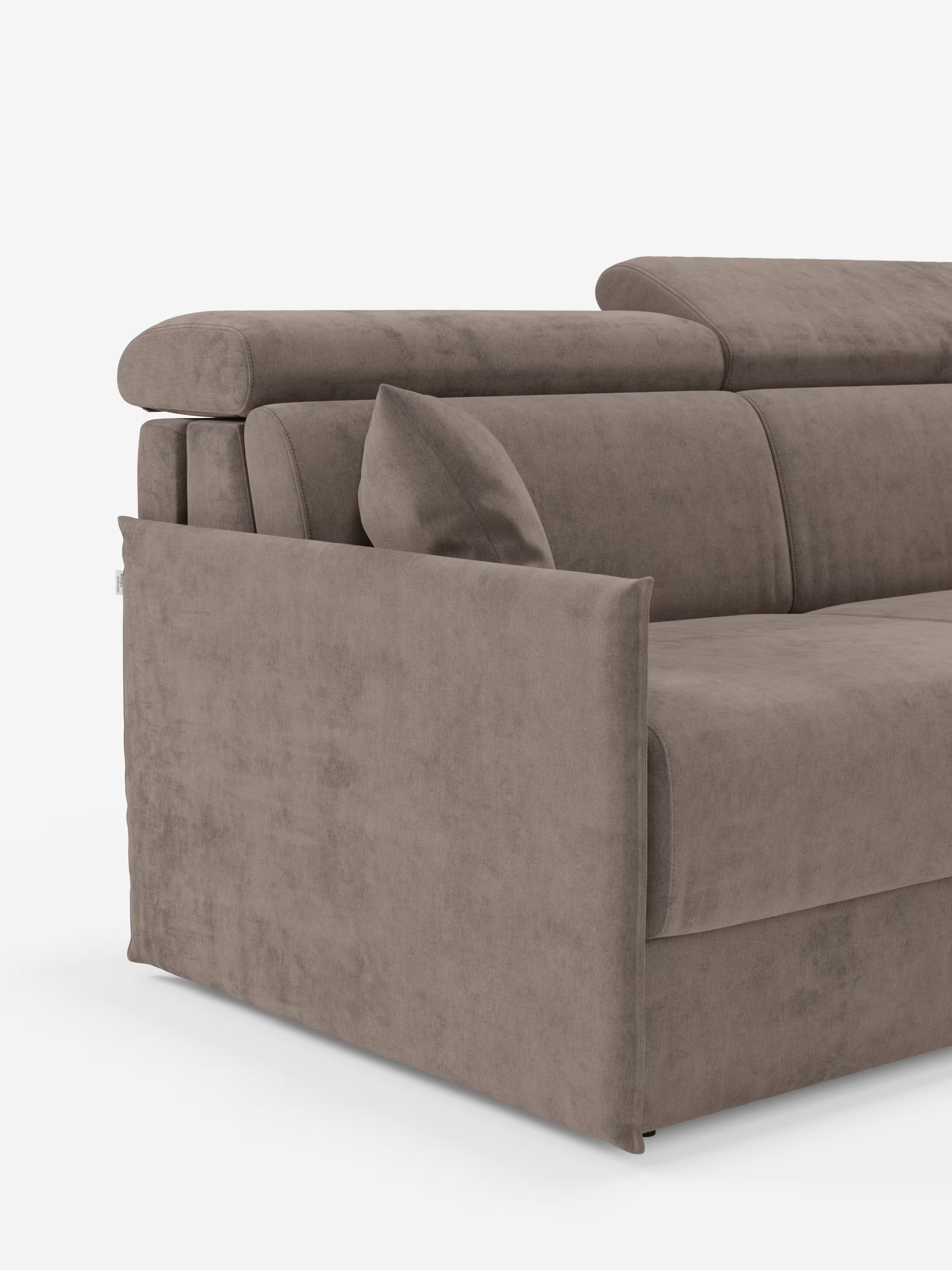 Miryam canapé convertible d'angle compact - têtières inclinables et méridienne coffre en tissu détachable T31