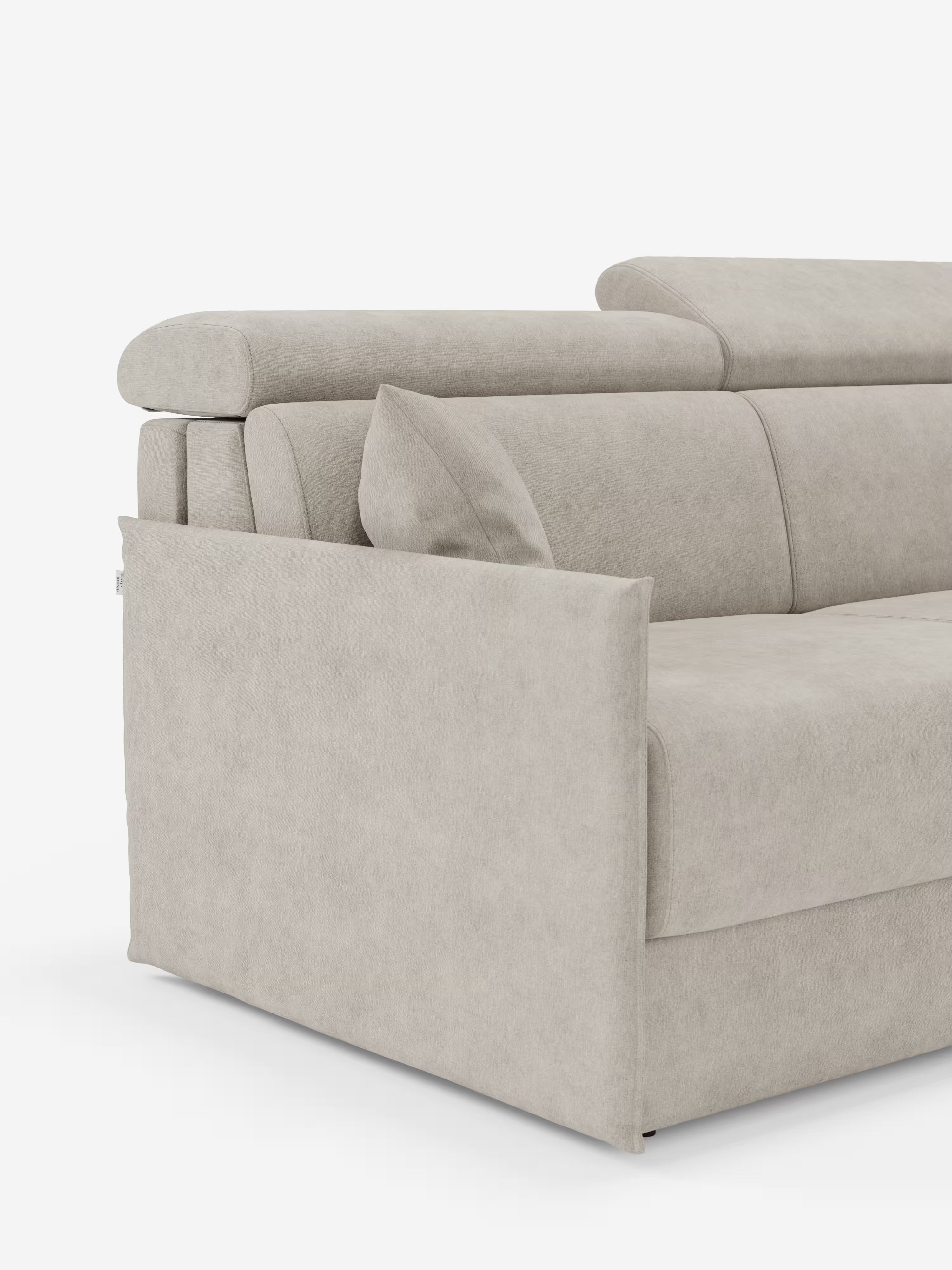 Miryam canapé convertible d'angle compact - têtières inclinables et méridienne coffre en tissu détachable T31
