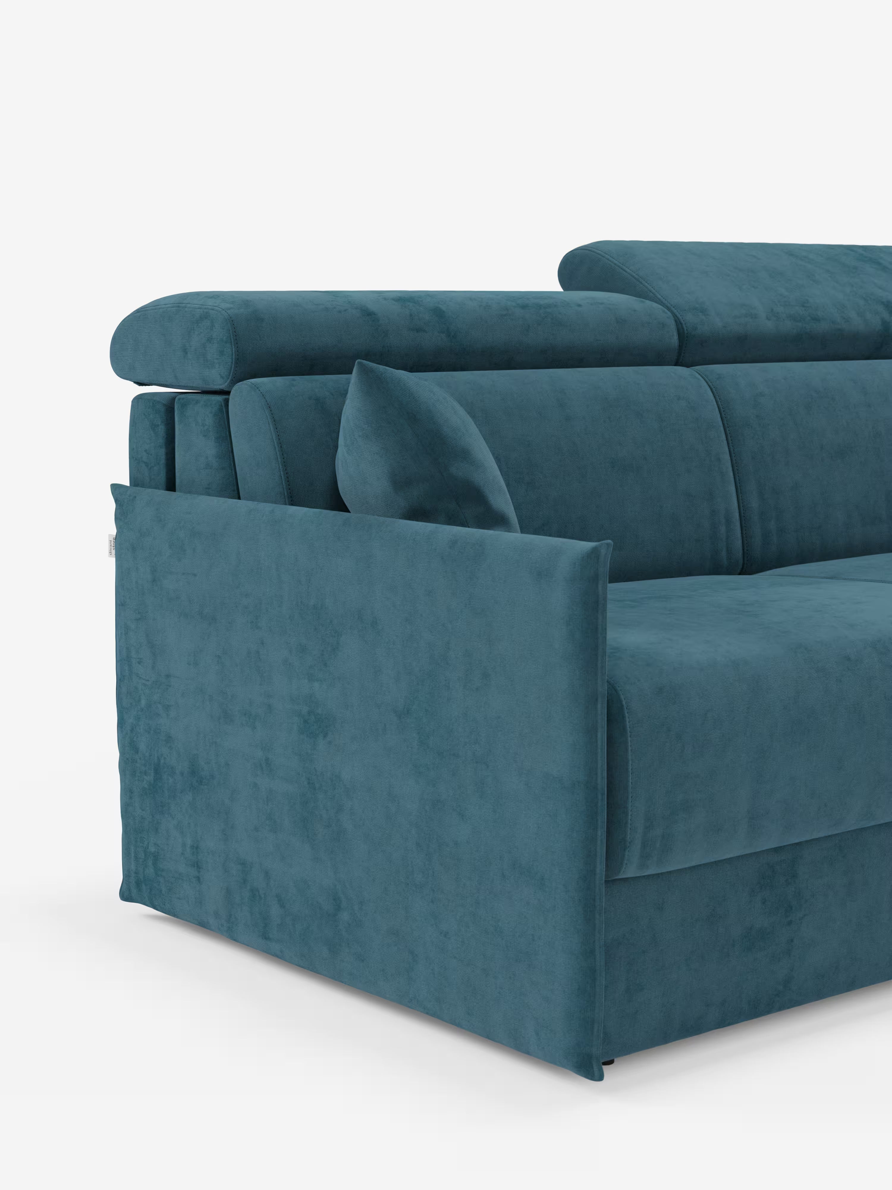 Miryam canapé convertible d'angle compact - têtières inclinables et méridienne coffre en tissu détachable T31