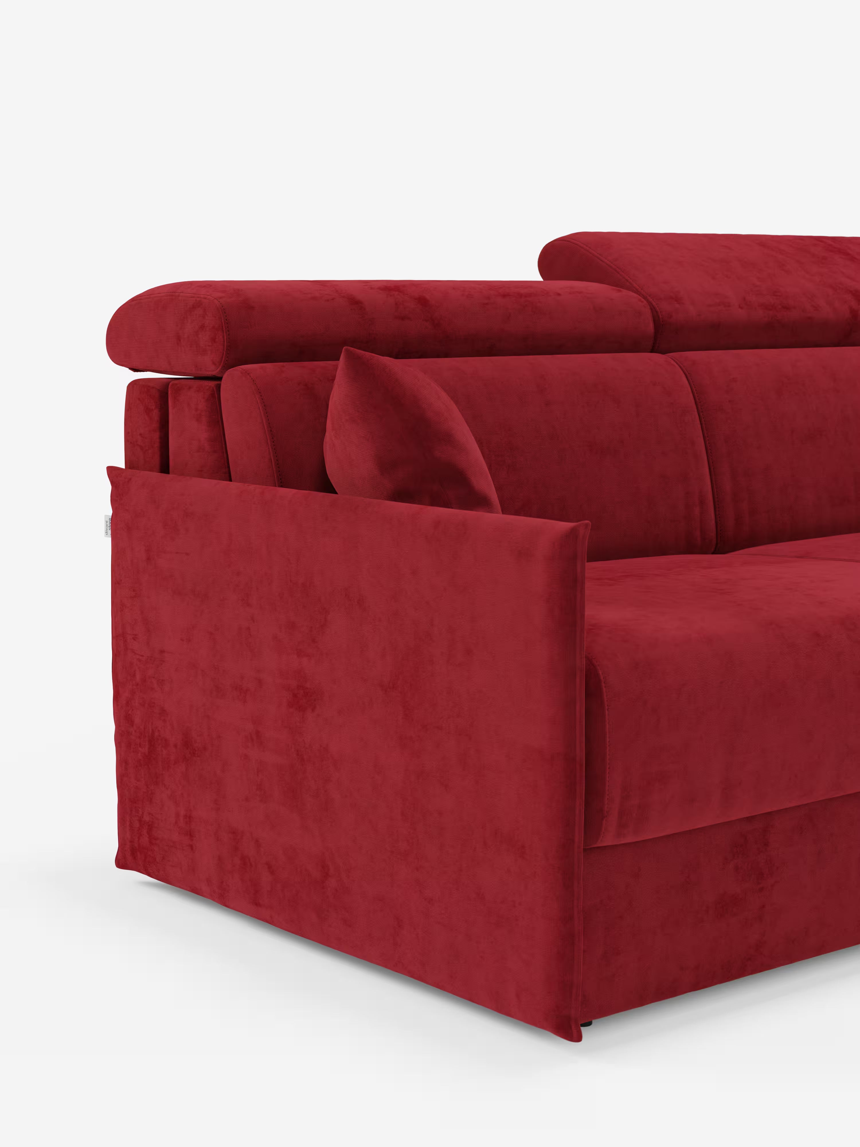 Miryam canapé convertible d'angle compact - têtières inclinables et méridienne coffre en tissu détachable T31