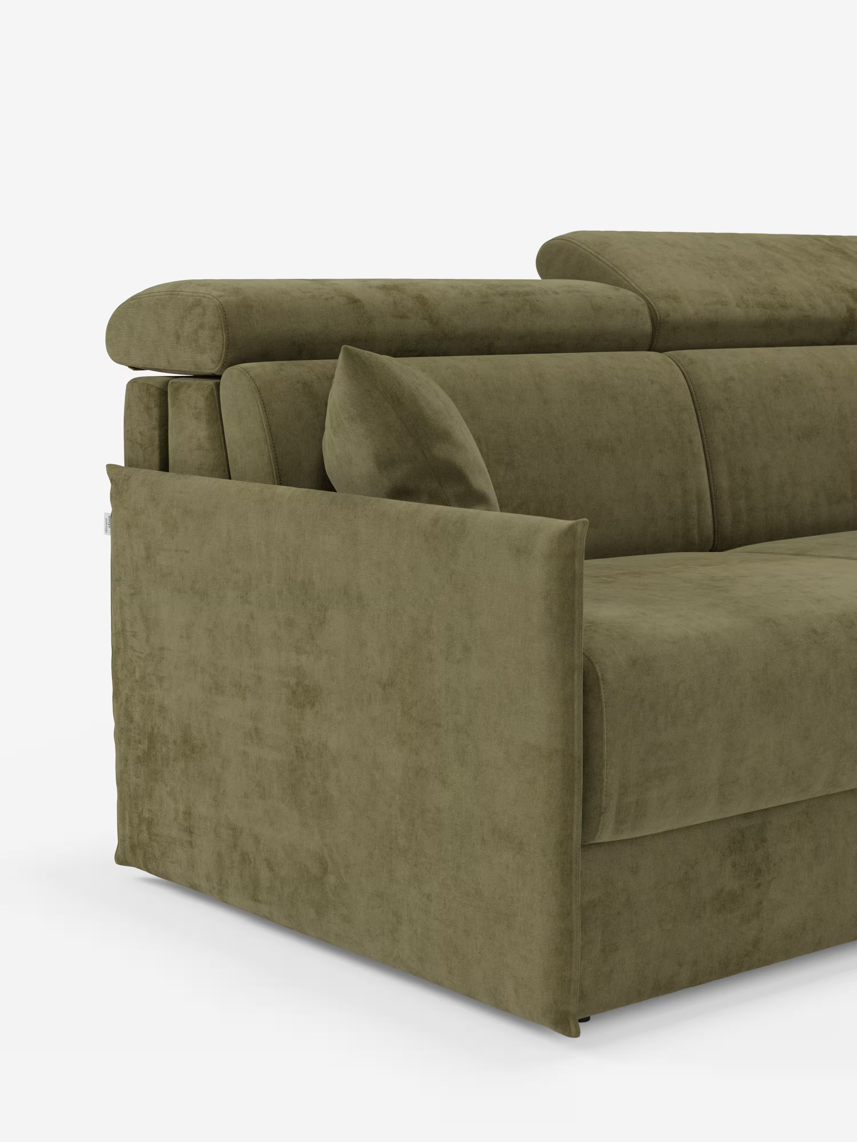 Miryam canapé convertible d'angle compact - têtières inclinables et méridienne coffre en tissu détachable T31