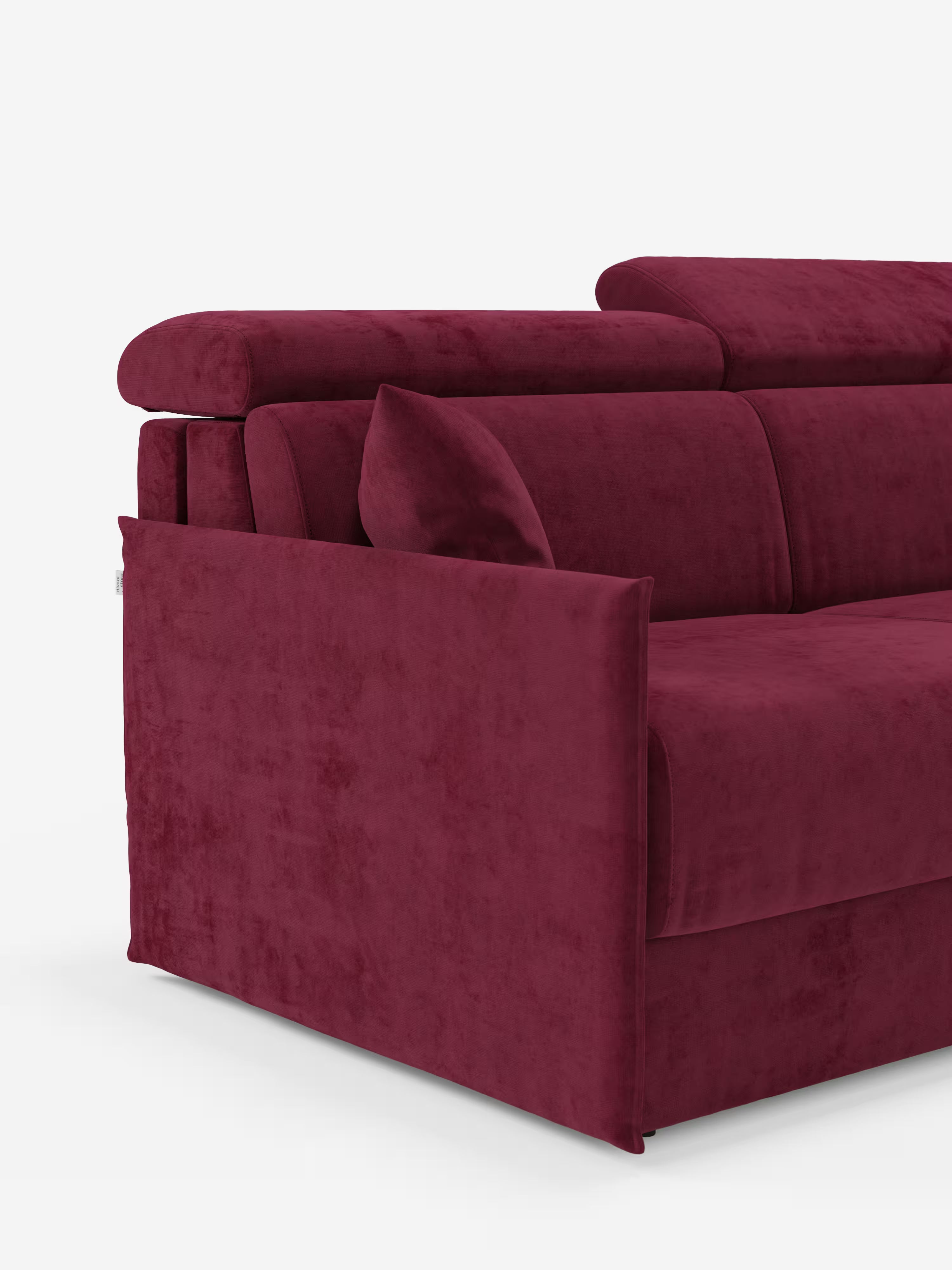 Miryam canapé convertible d'angle compact - têtières inclinables et méridienne coffre en tissu détachable T31