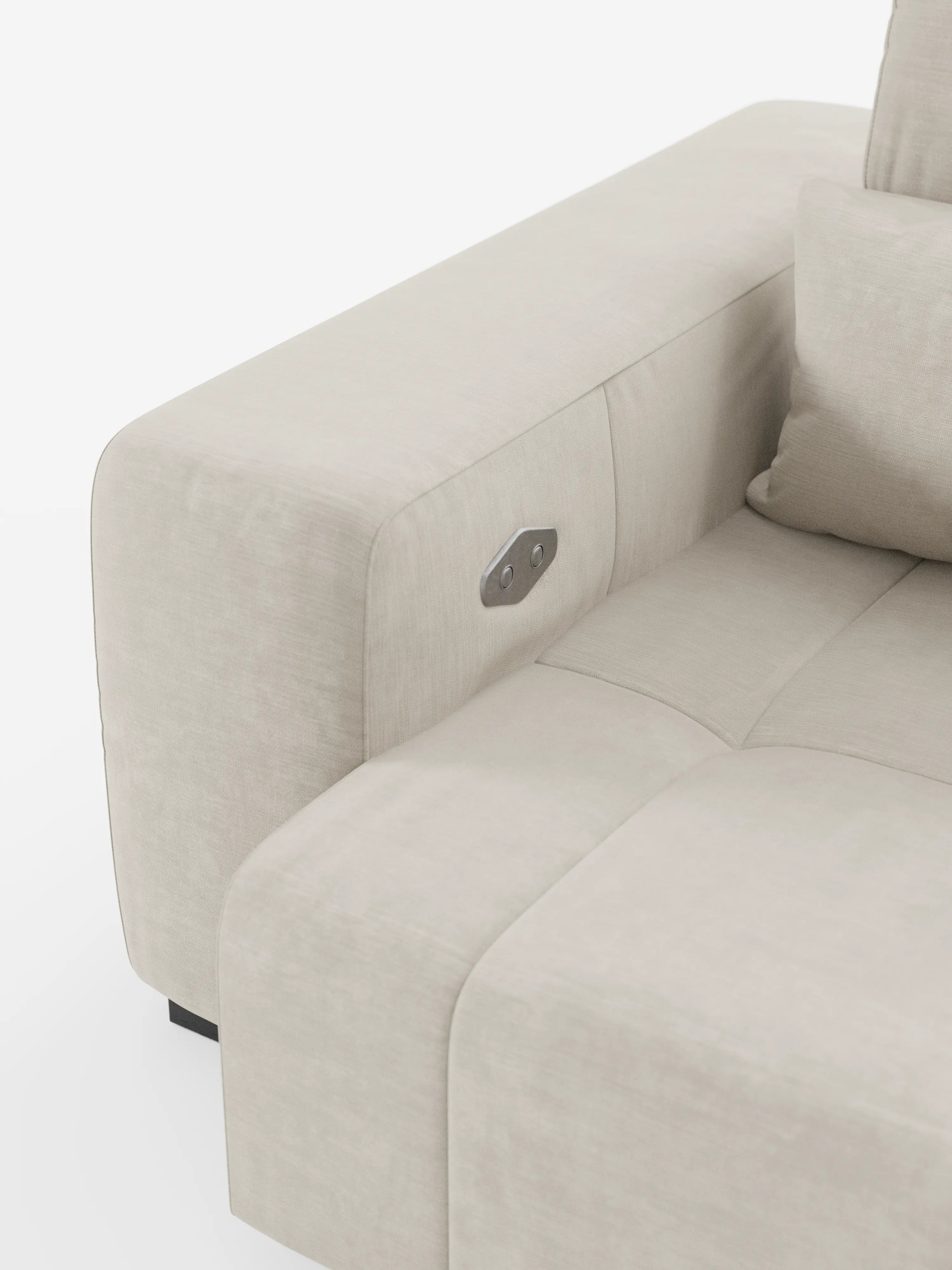 Monarch Canapé avec relaxation électrique pour allongement des assises et appuie-tête inclinable en tissu doux anti-taches T31
