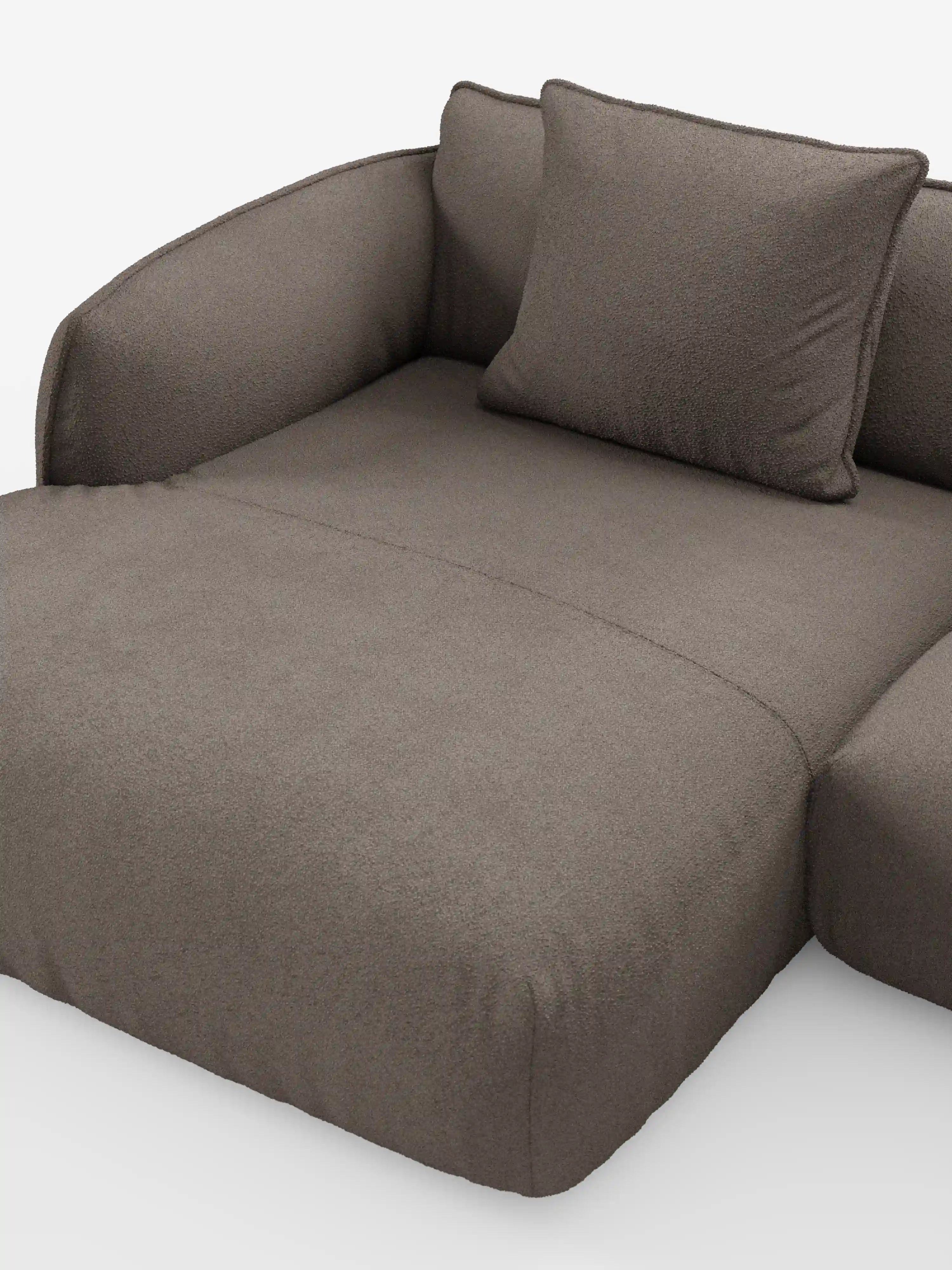 Nimbus canapé d’angle panoramique modulable avec méridienne et angle en tissu détachable T33