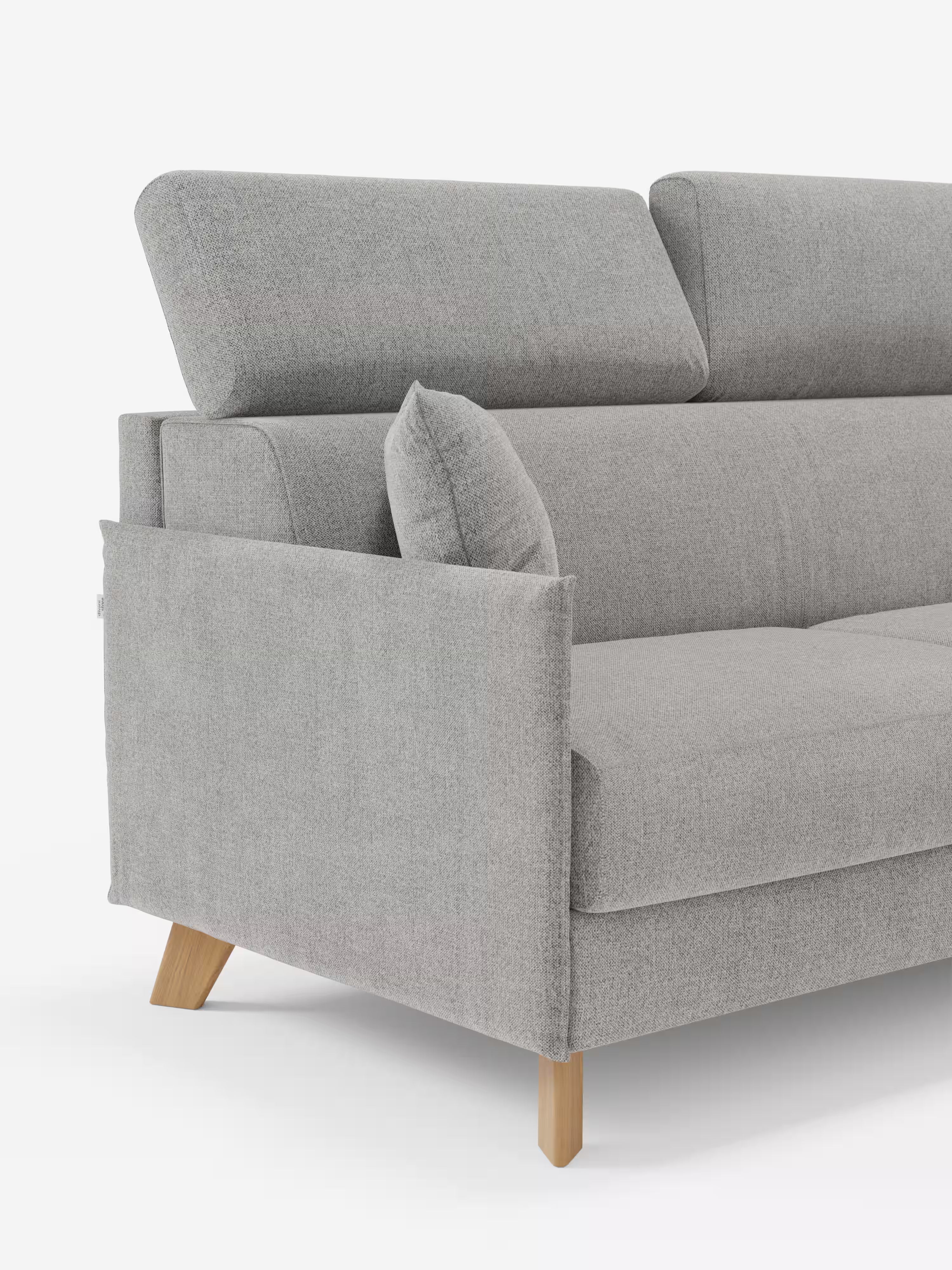Sole Canapé d'angle convertible avec chaise longue avec coffre et têtières inclinables - tissu détachable T23