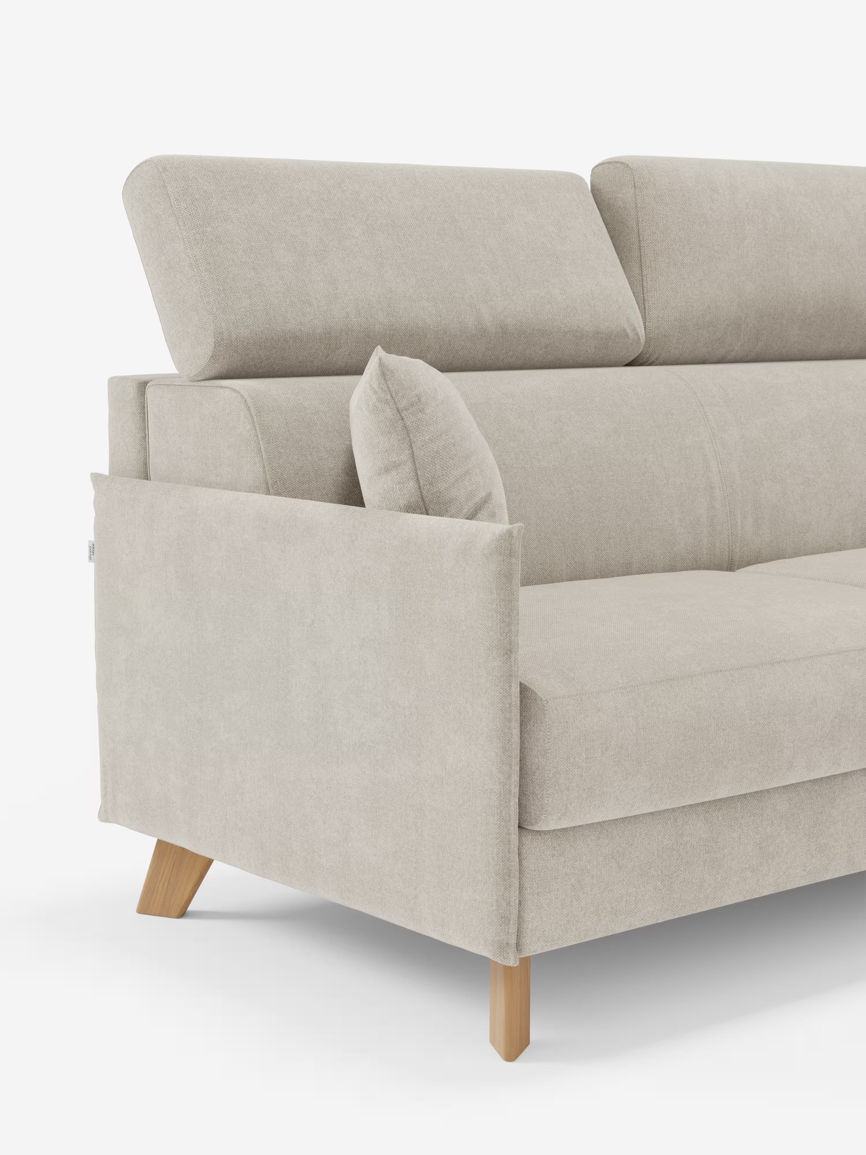 Sole Canapé d'angle convertible avec chaise longue avec coffre et têtières inclinables - tissu détachable T23