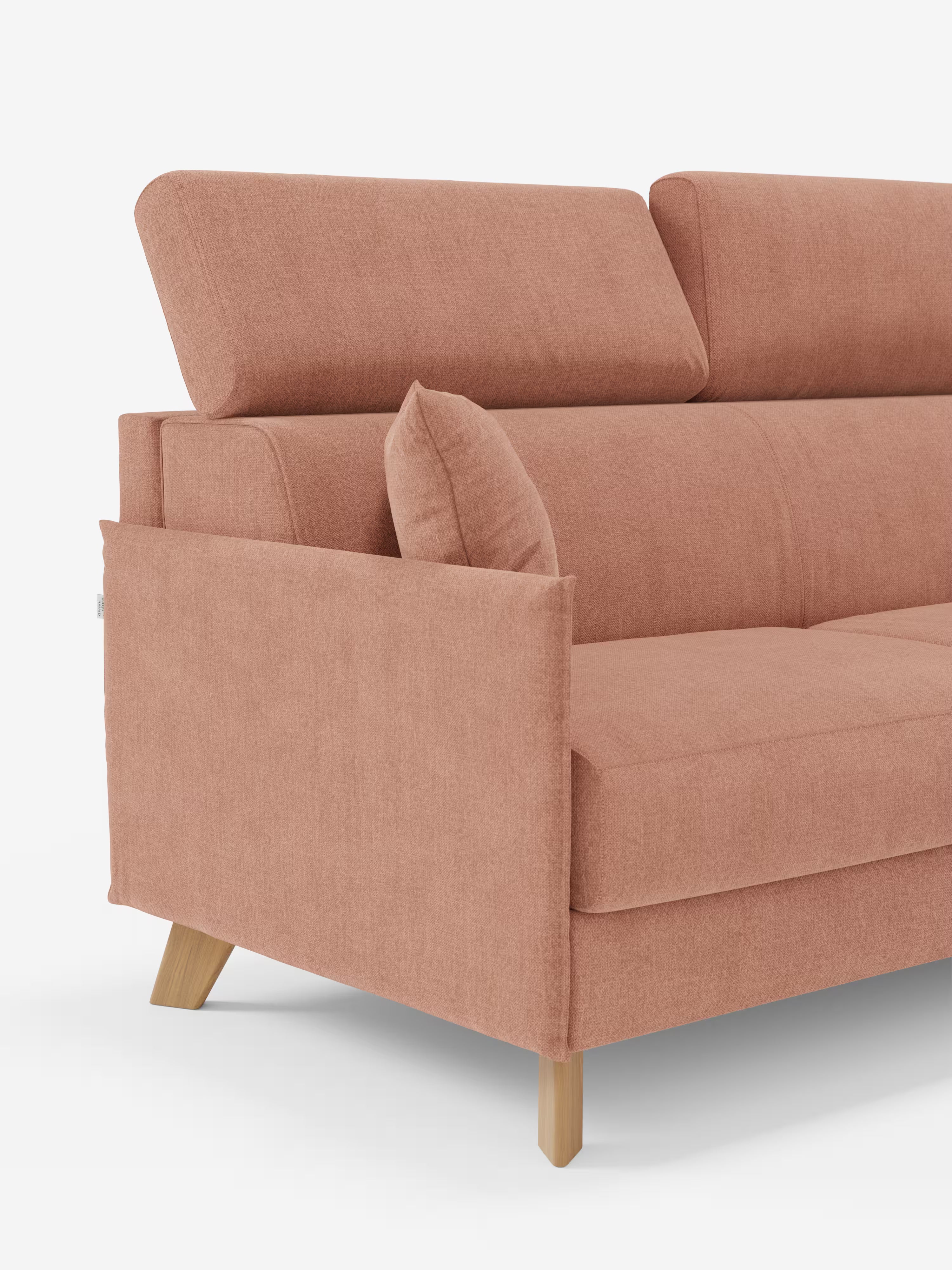 Sole Canapé d'angle convertible avec chaise longue avec coffre et têtières inclinables - tissu détachable T23