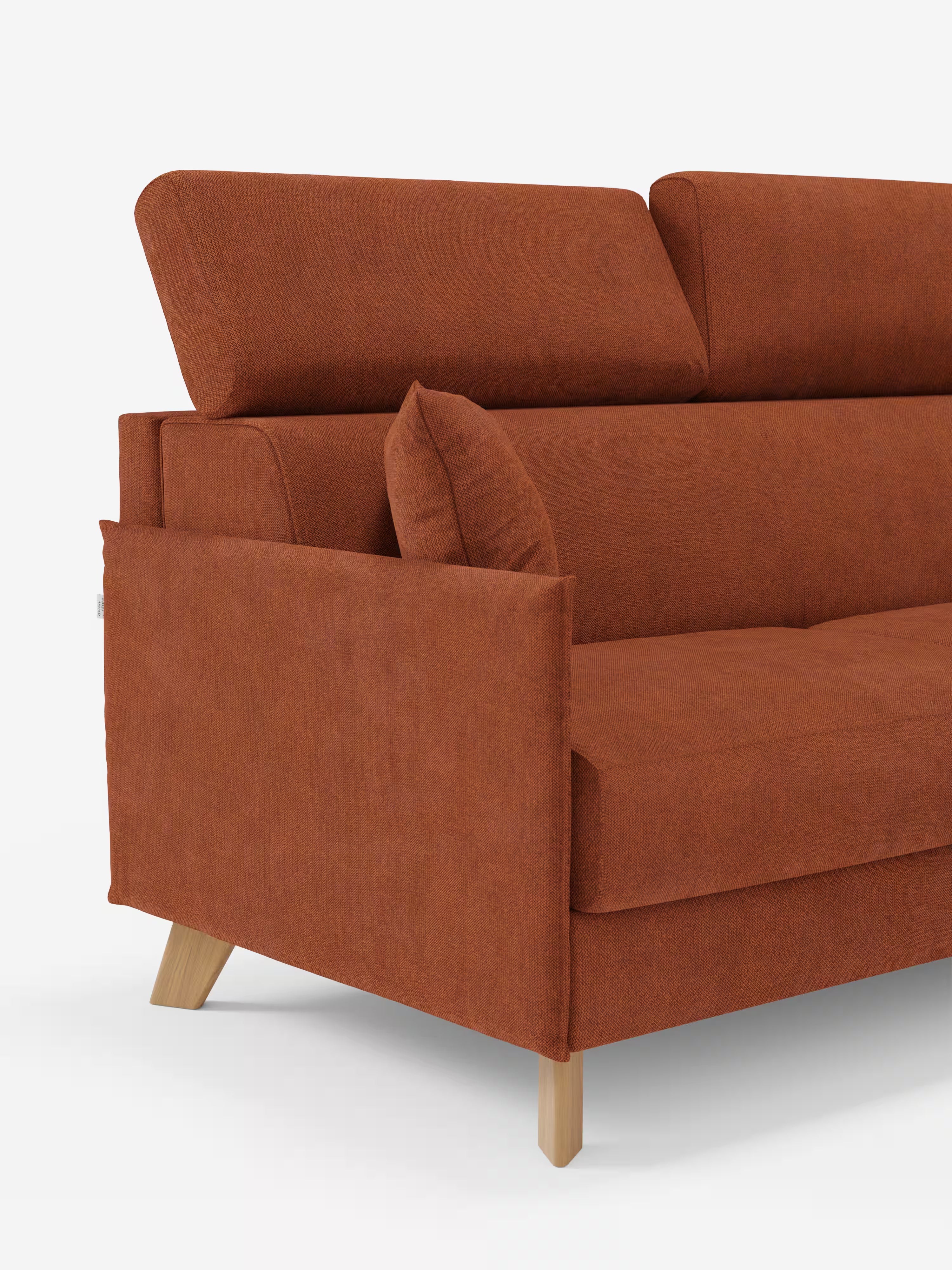 Sole Canapé d'angle convertible avec chaise longue avec coffre et têtières inclinables - tissu détachable T23