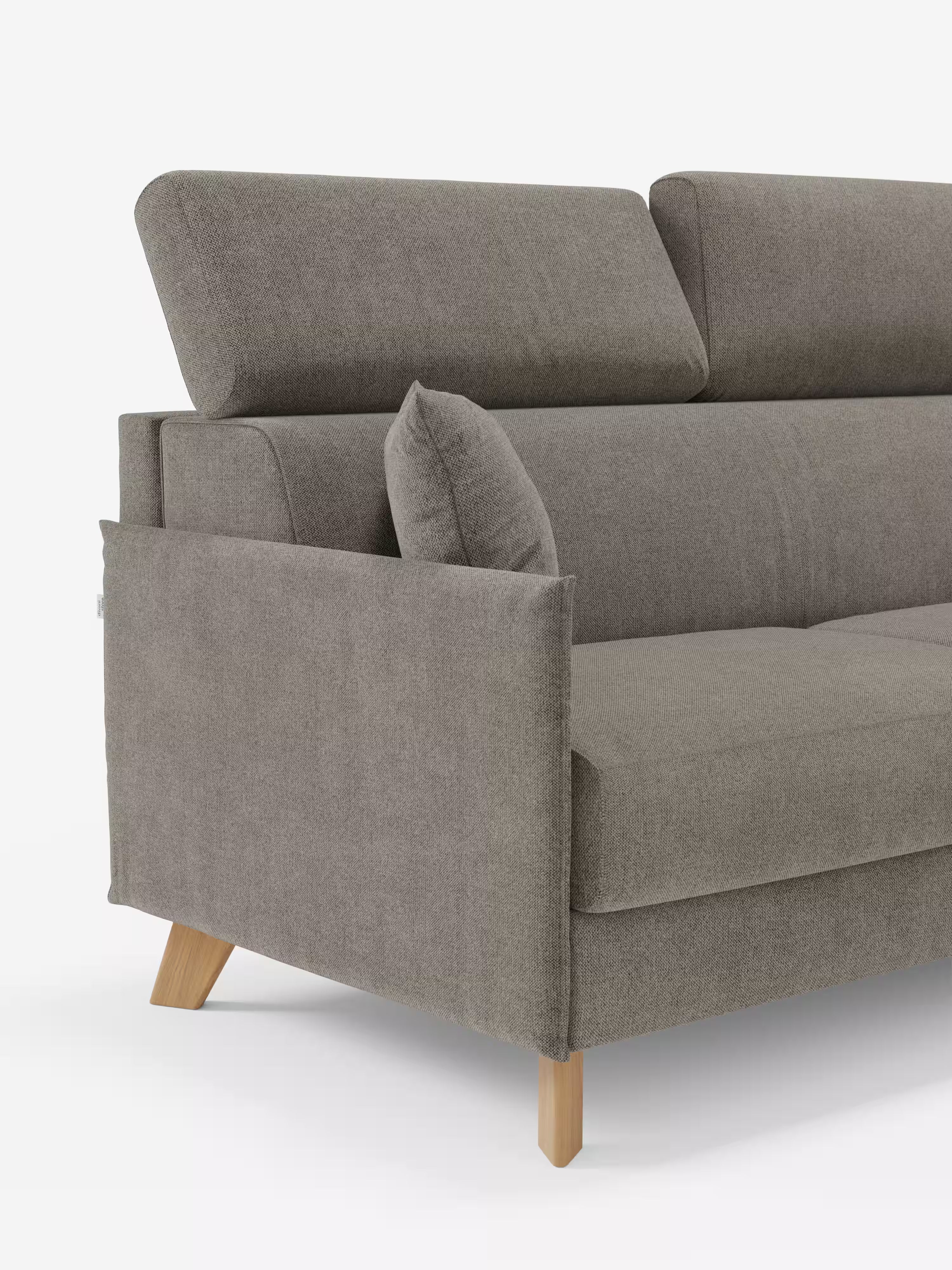 Sole Canapé d'angle convertible avec chaise longue avec coffre et têtières inclinables - tissu détachable T23