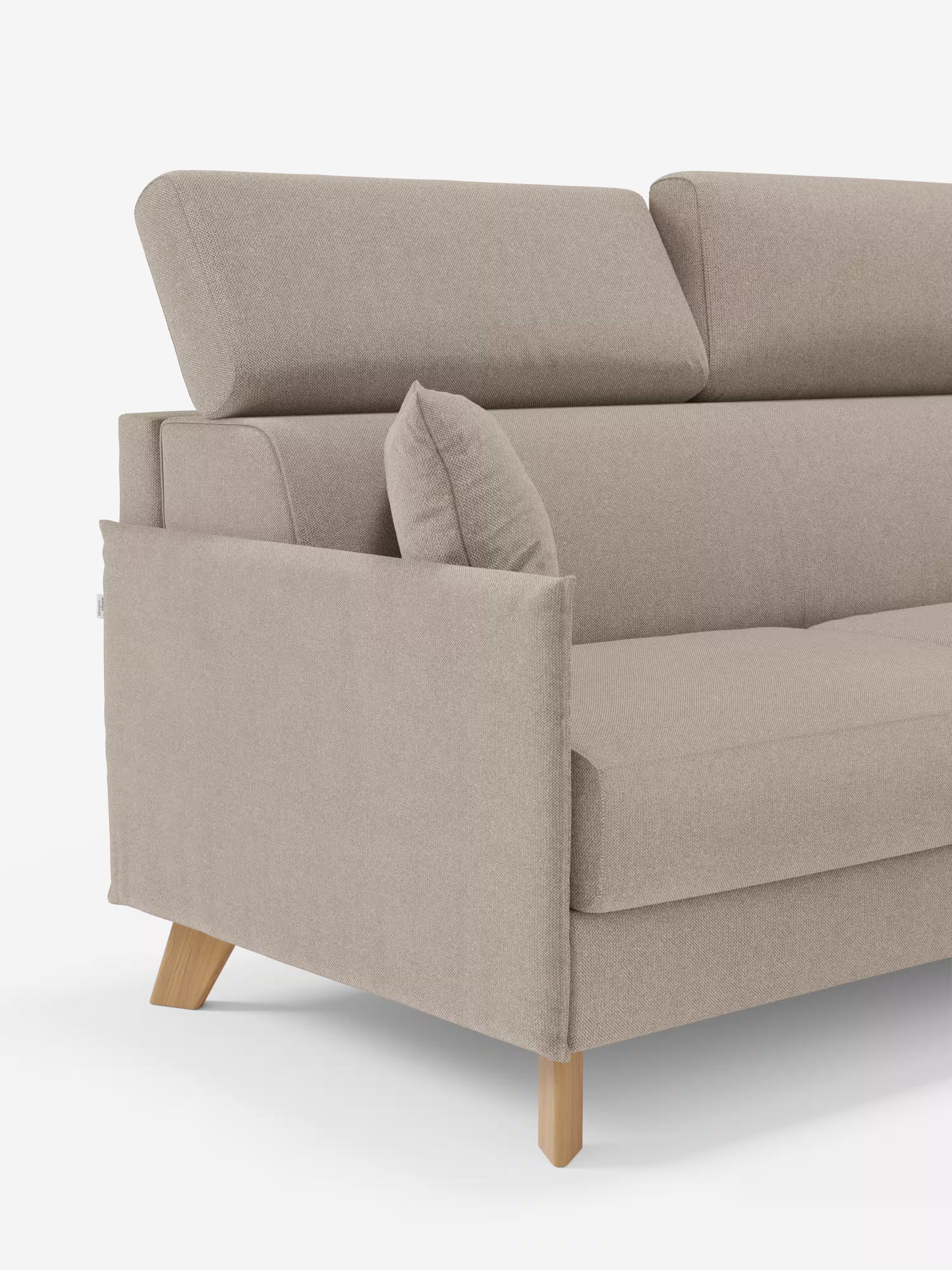 Sole Canapé d'angle convertible avec chaise longue avec coffre et têtières inclinables - tissu détachable T23